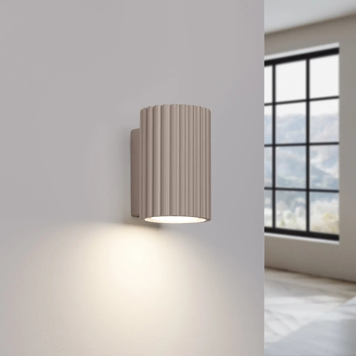 Applique murale LED cylindrique taupe blanc chaud 3000K — vue 1