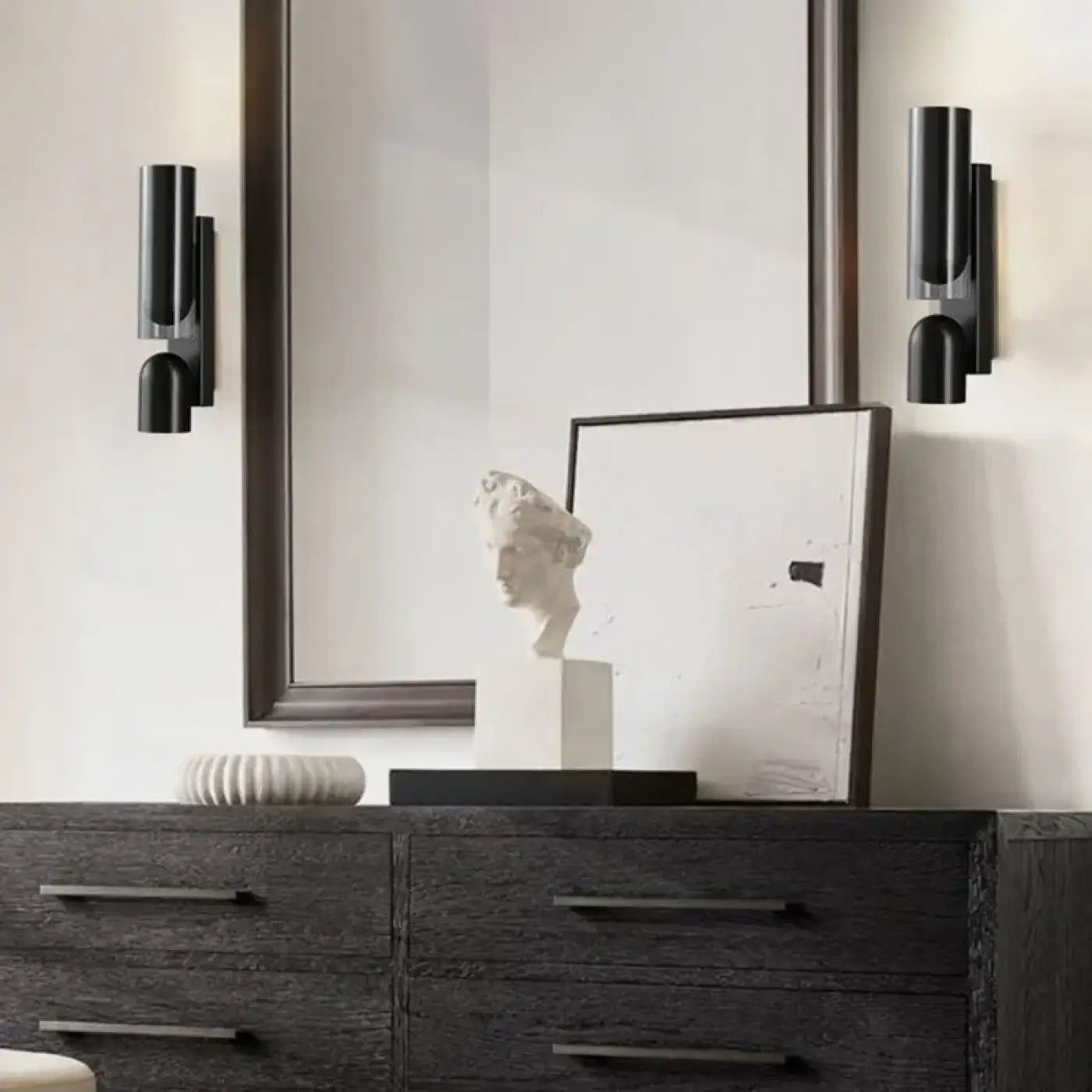 Applique murale LED cylindrique verre noir et rosé — vue 1