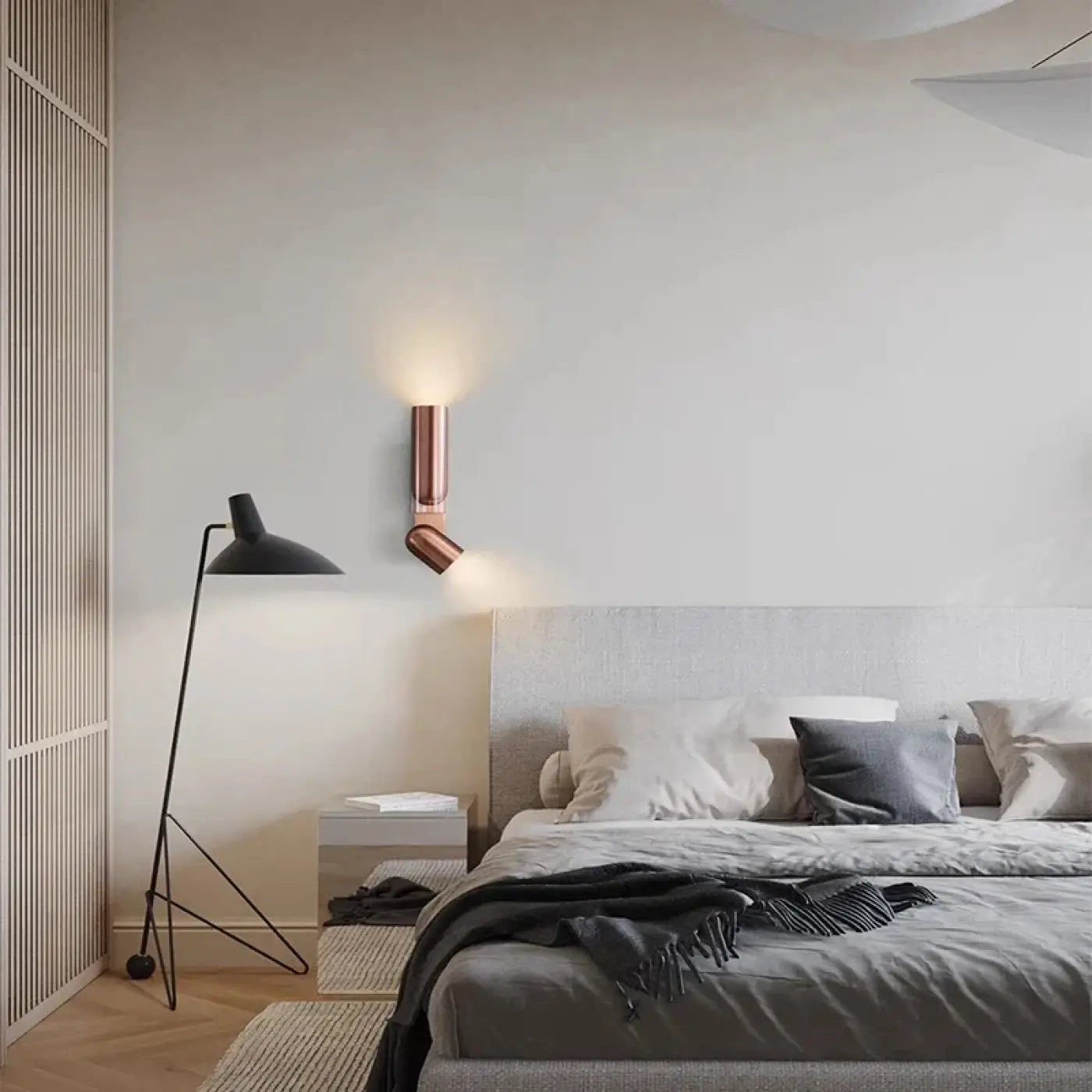 Applique murale LED cylindrique verre noir et rosé — vue 2