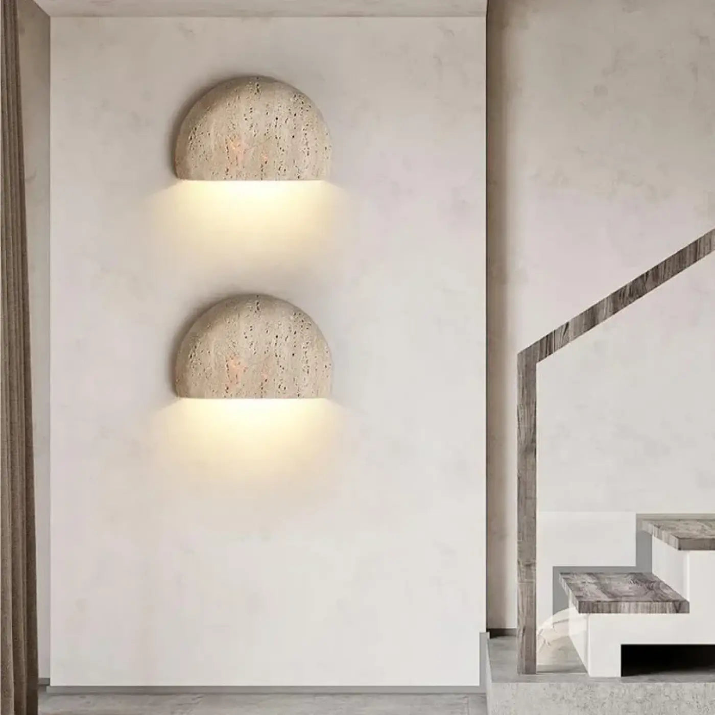 Applique murale LED demi-lune en pierre beige IP65 — vue 1