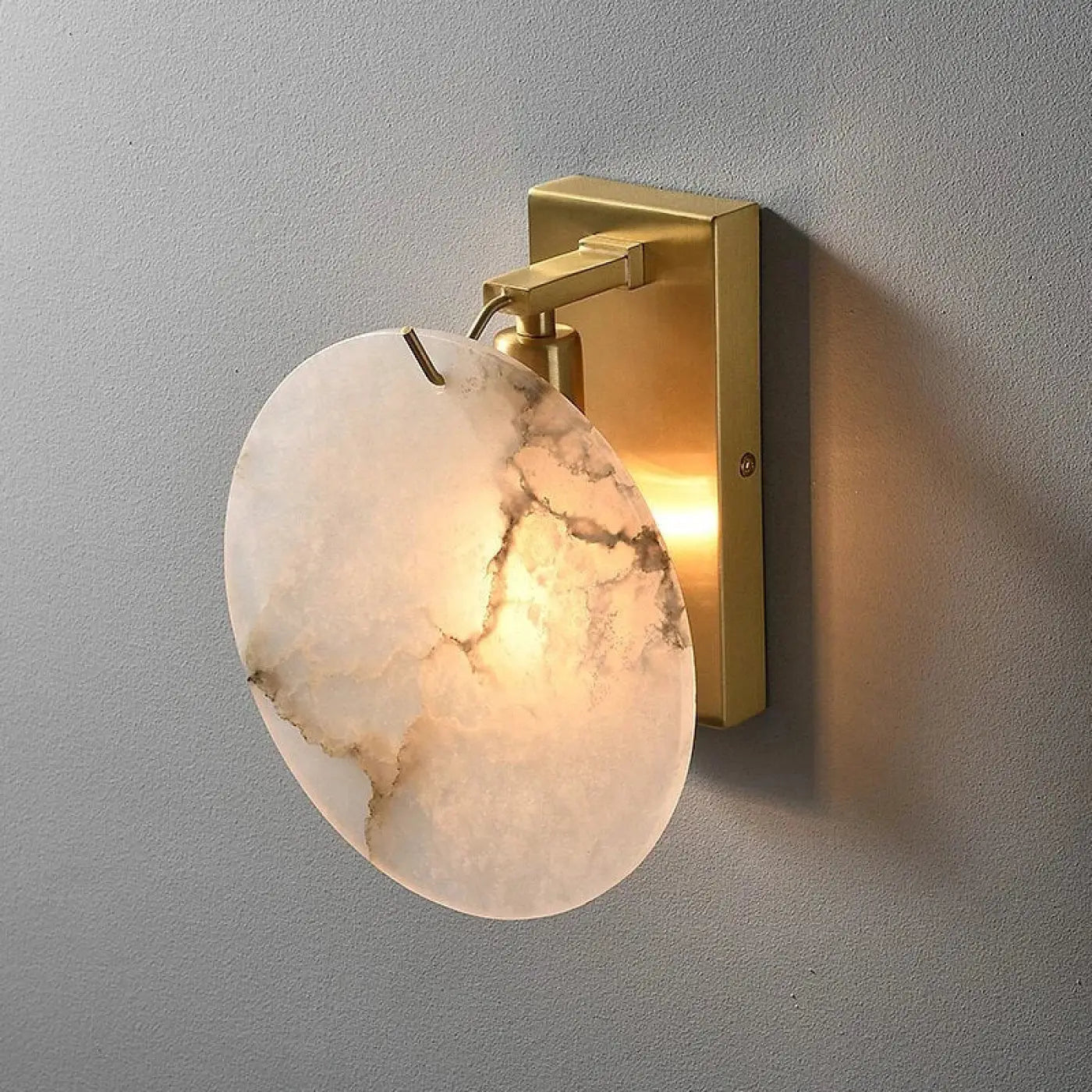 Applique murale LED design ronde en marbre et doré — vue 2