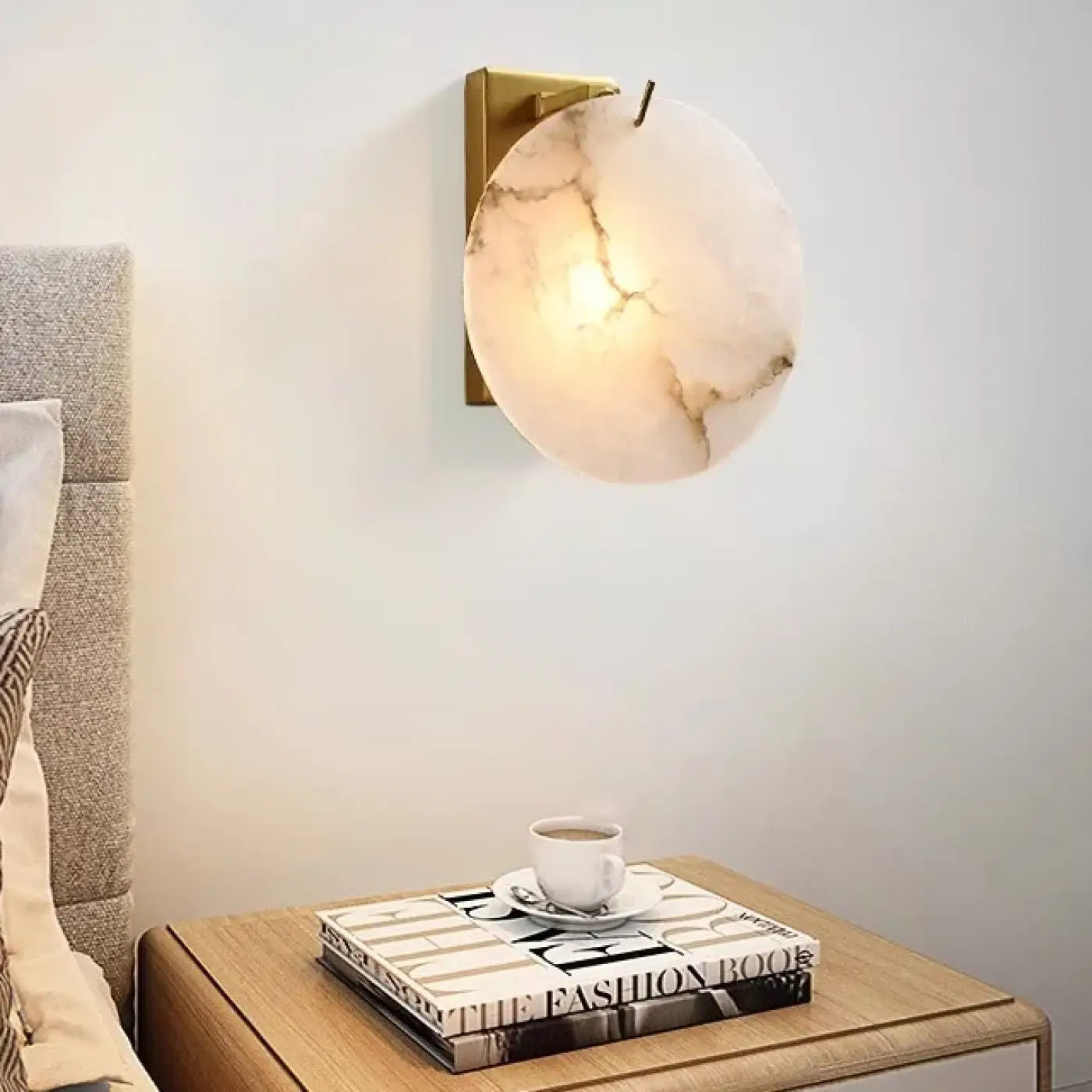 Applique murale LED design ronde en marbre et doré — vue 8