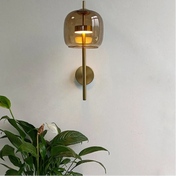 Applique murale LED dorée bras métal et abat-jour en verre — vue 3