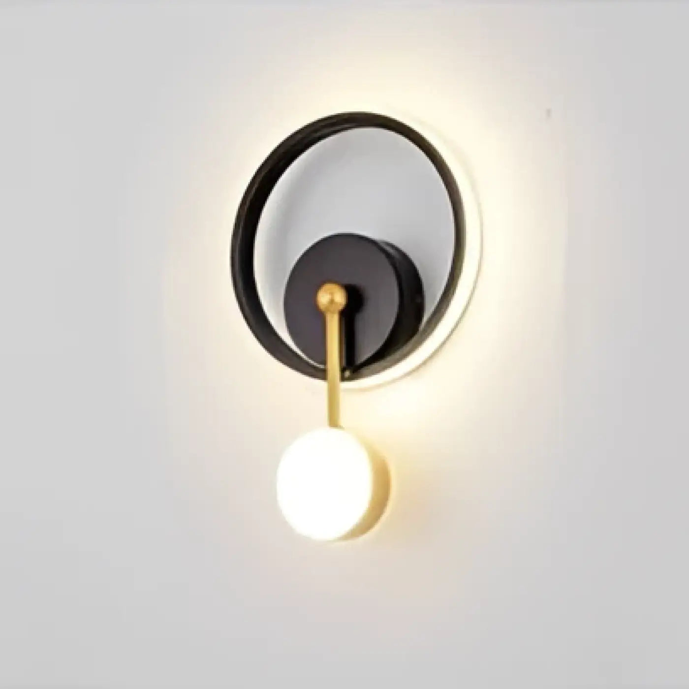 Applique murale LED dorée et noire à globe et halo — vue 1