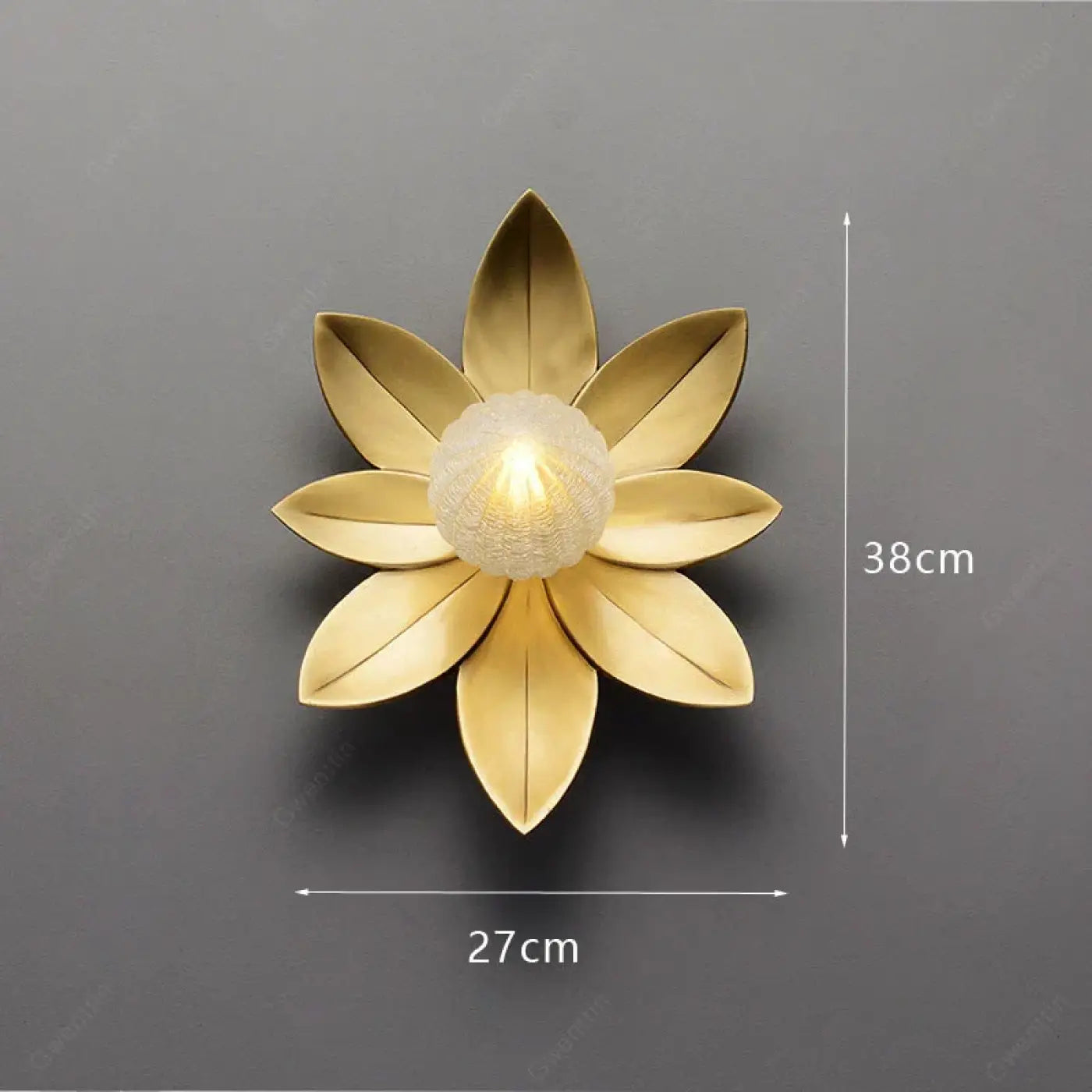 Applique murale LED dorée fleur en métal et verre — vue 1