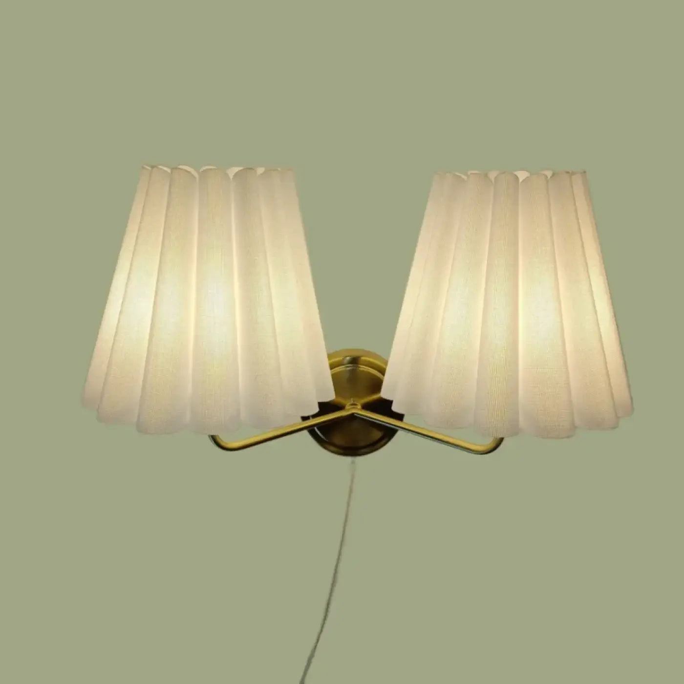 Applique murale LED double tissu plissé et métal doré — vue 2
