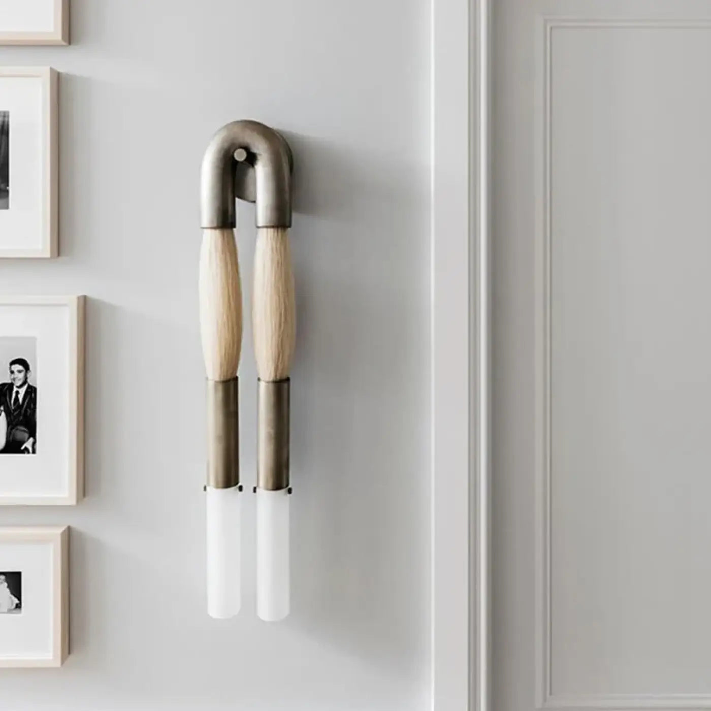 Applique murale LED double tube métal et tissu doré noir — vue 10