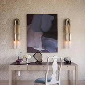 Applique murale LED double tube métal et tissu doré noir — vue 5