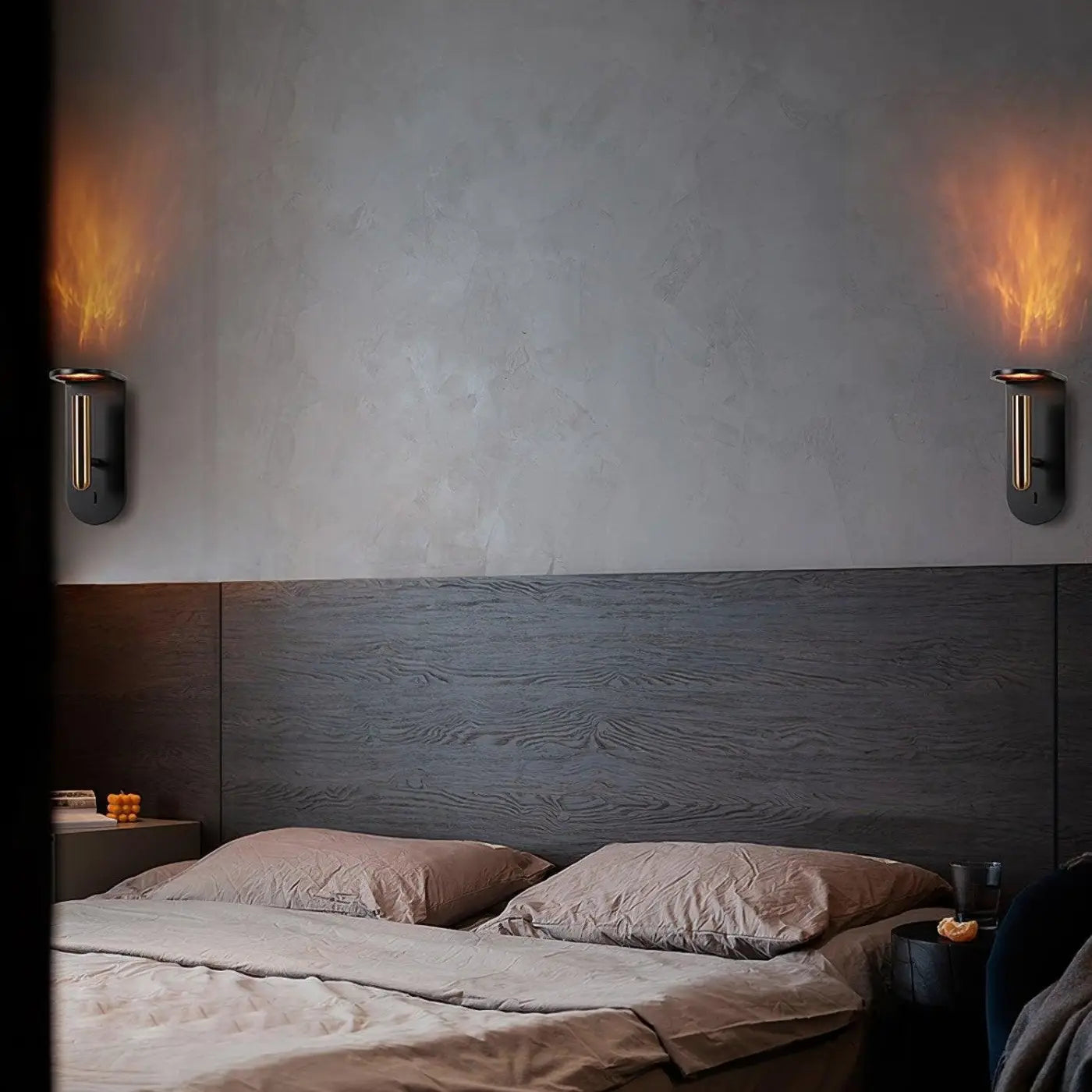 Applique murale LED effet flamme noire et blanche — vue 2