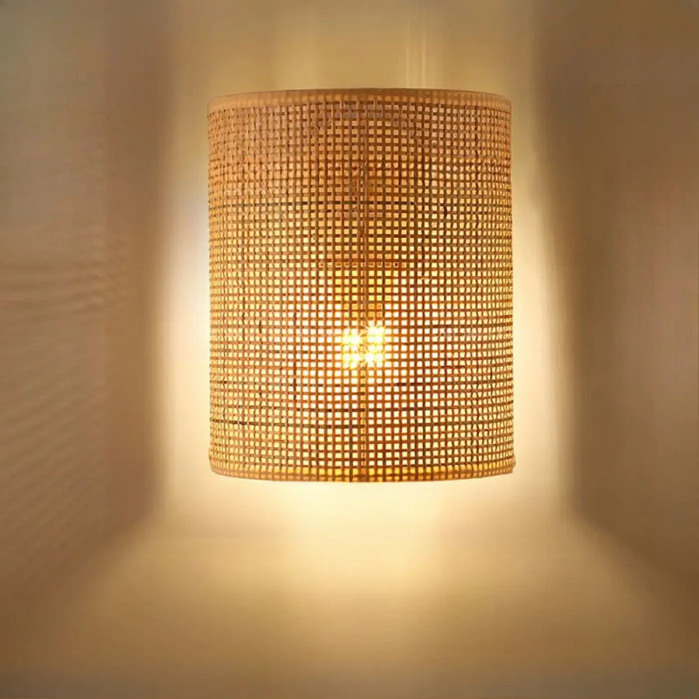 Applique murale LED en bambou courbé beige scandinave — vue 2