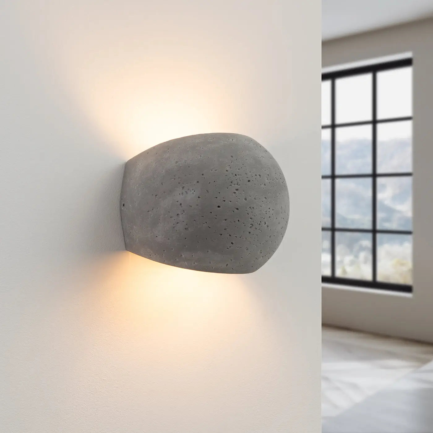Applique murale LED en béton gris 2 lumières blanc chaud — vue 1