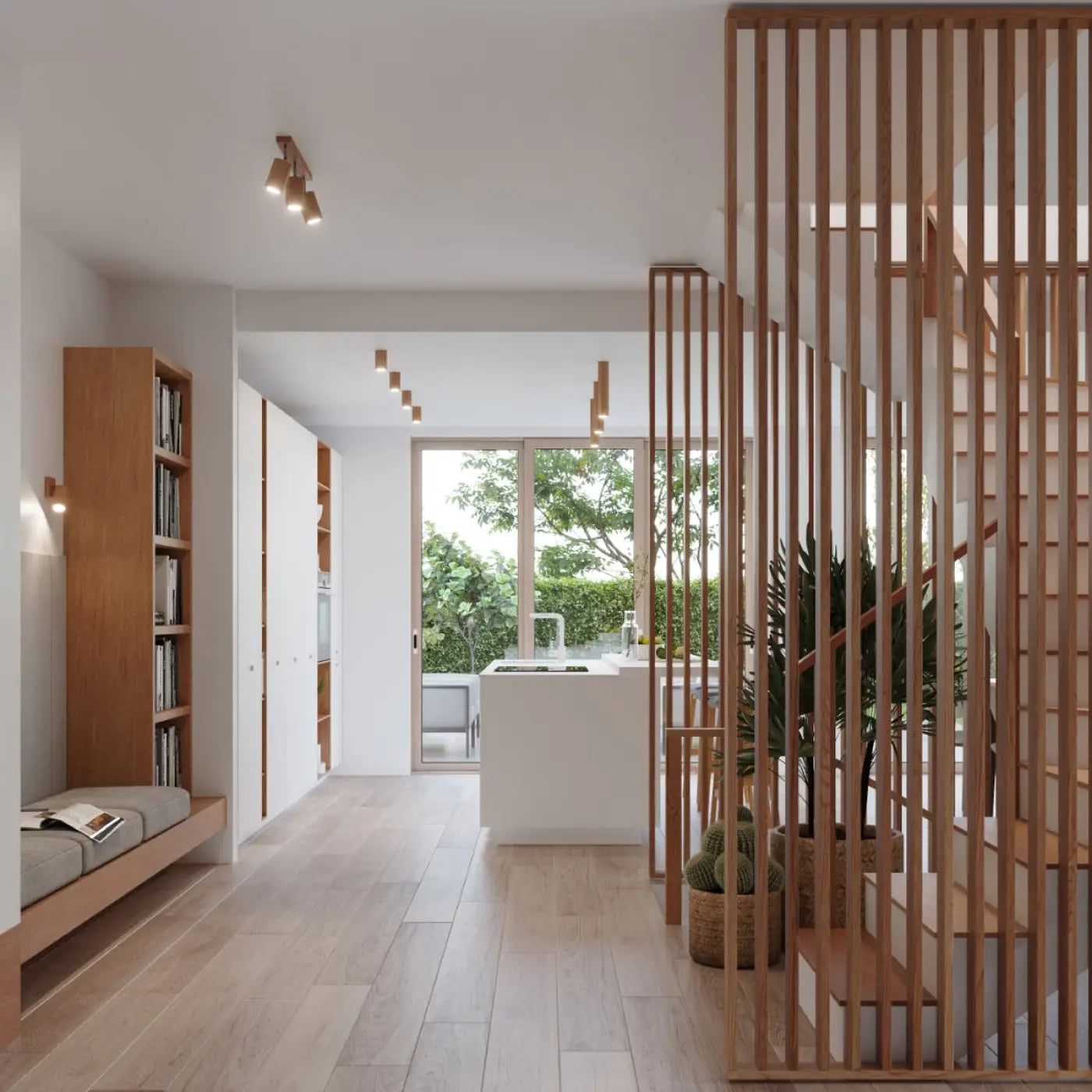 Applique murale LED en bois naturel design nordique épuré — vue 4