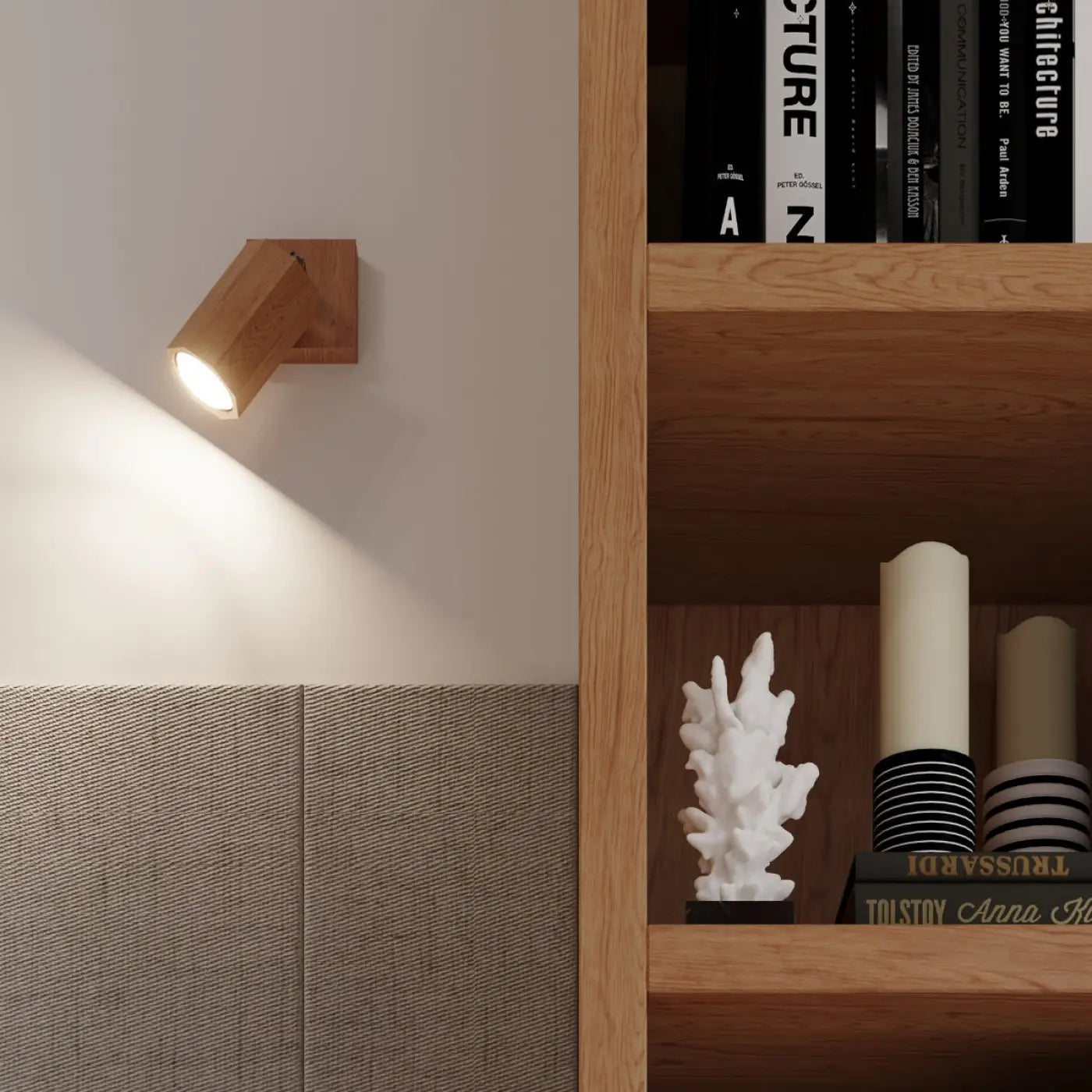 Applique murale LED en bois naturel design nordique épuré — vue 5