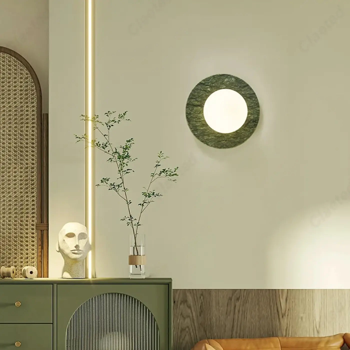 Applique murale LED en marbre vert et verre opalin — vue 2