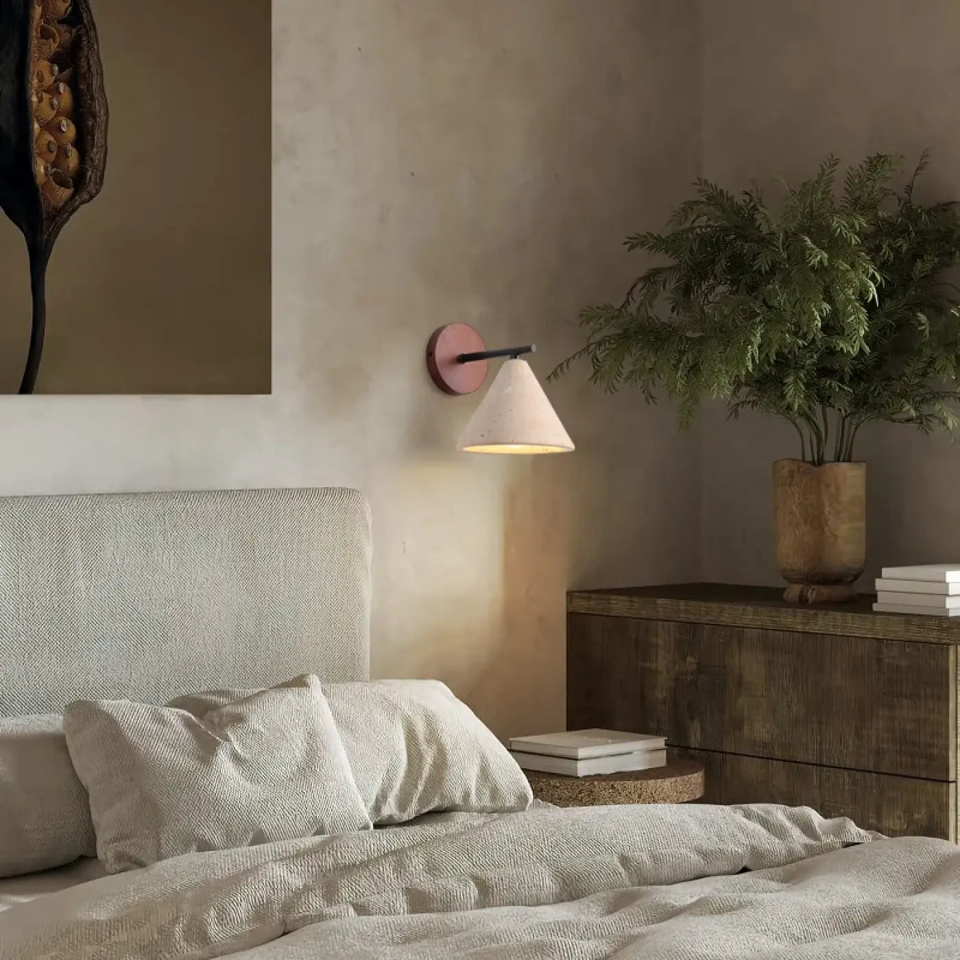 Applique murale LED en pierre naturelle et bois blanc — vue 1