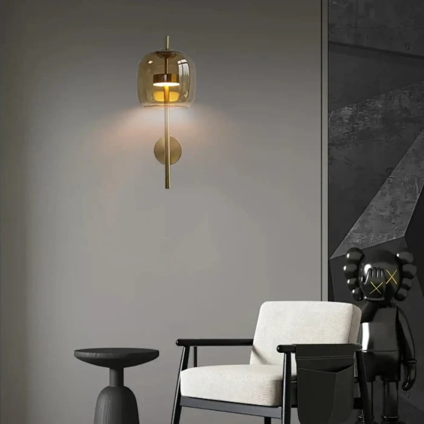 Applique murale LED en verre ambré IP65 style scandinave — vue 2