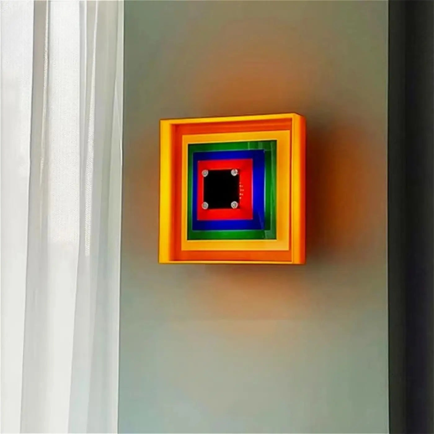 Applique murale LED géométrique en acrylique blanc et jaune — vue 3