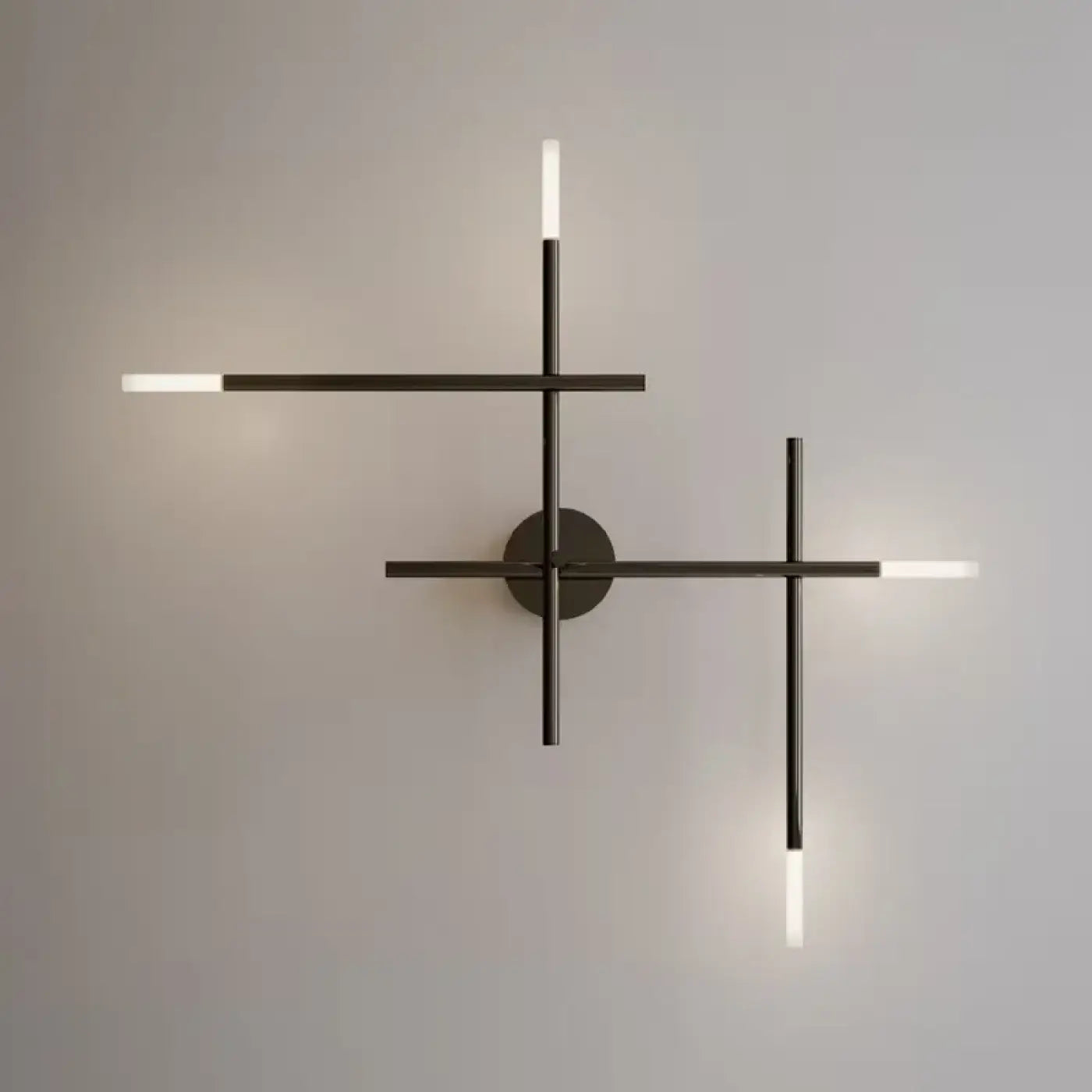Applique murale LED géométrique noire et dorée en métal — vue 6