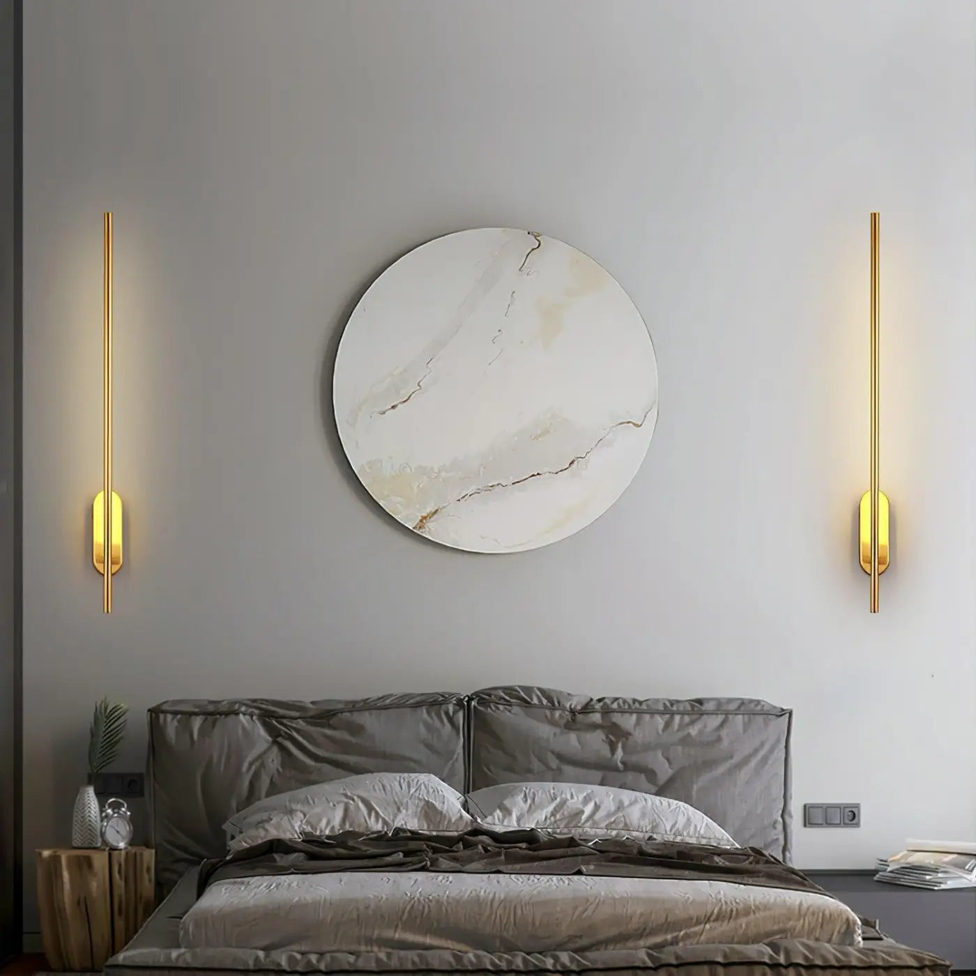 Applique murale LED linéaire aluminium noir et or — vue 1
