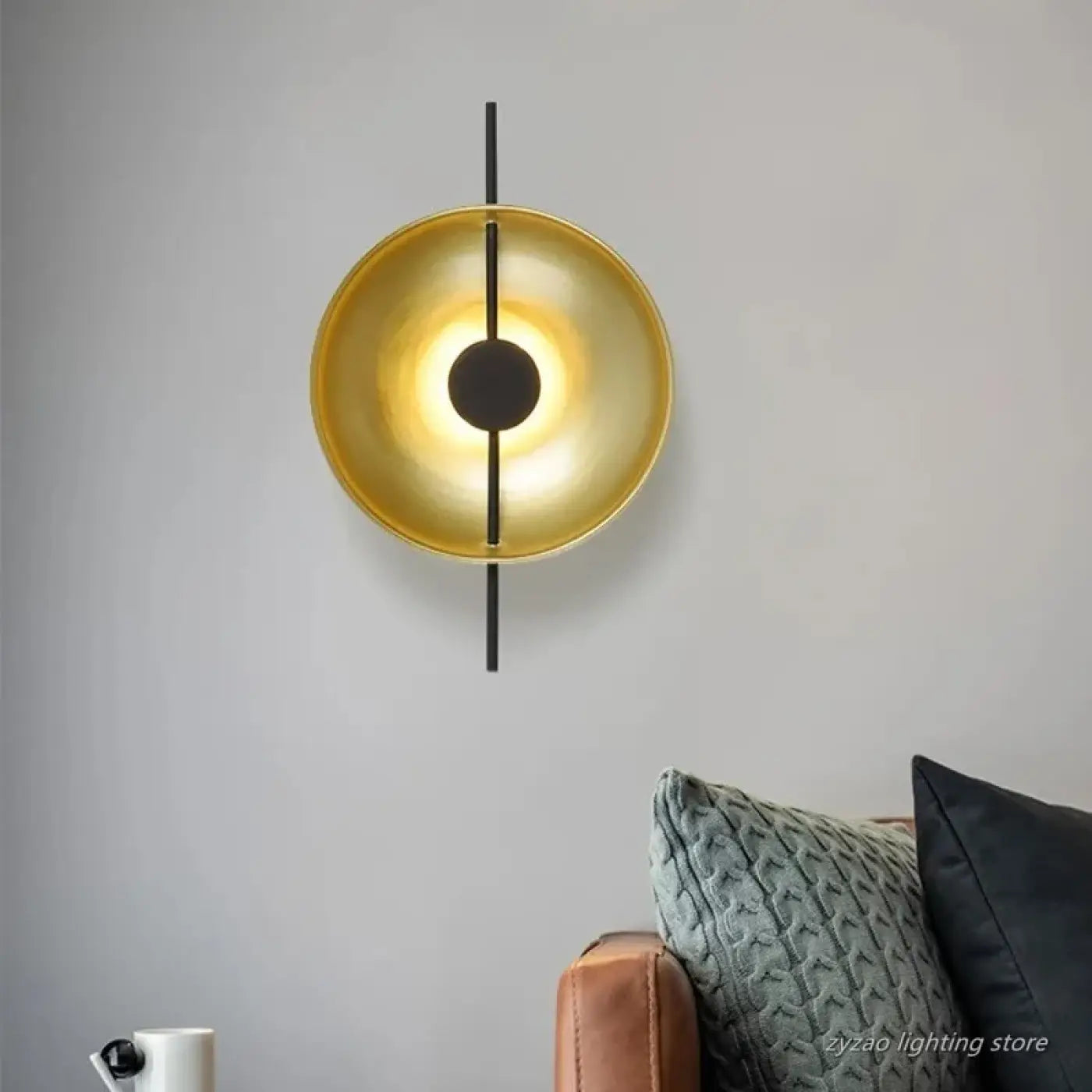 Applique murale LED métal noir et doré cercles concentriques — vue 2