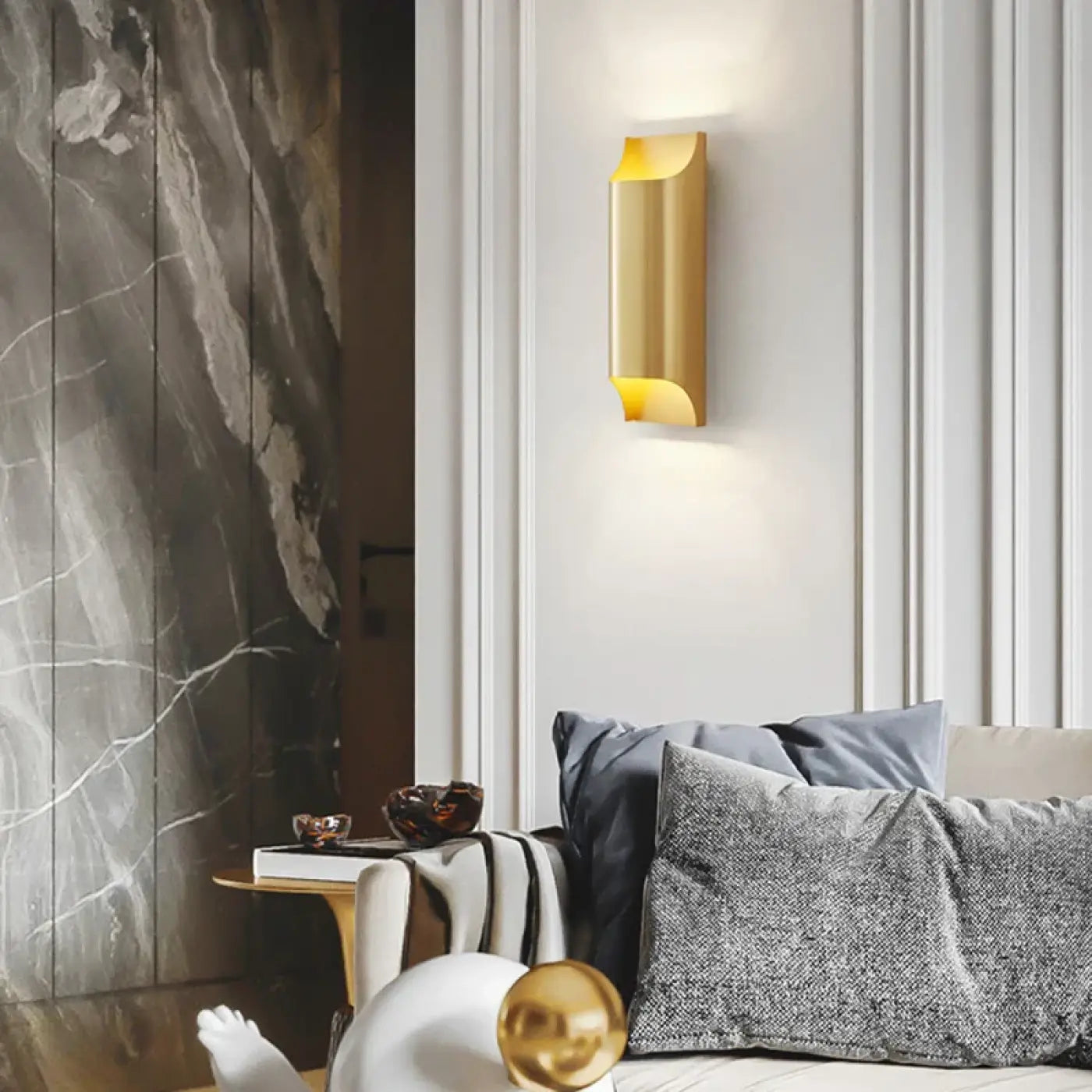 Applique murale LED métal noir et doré double éclairage — vue 2