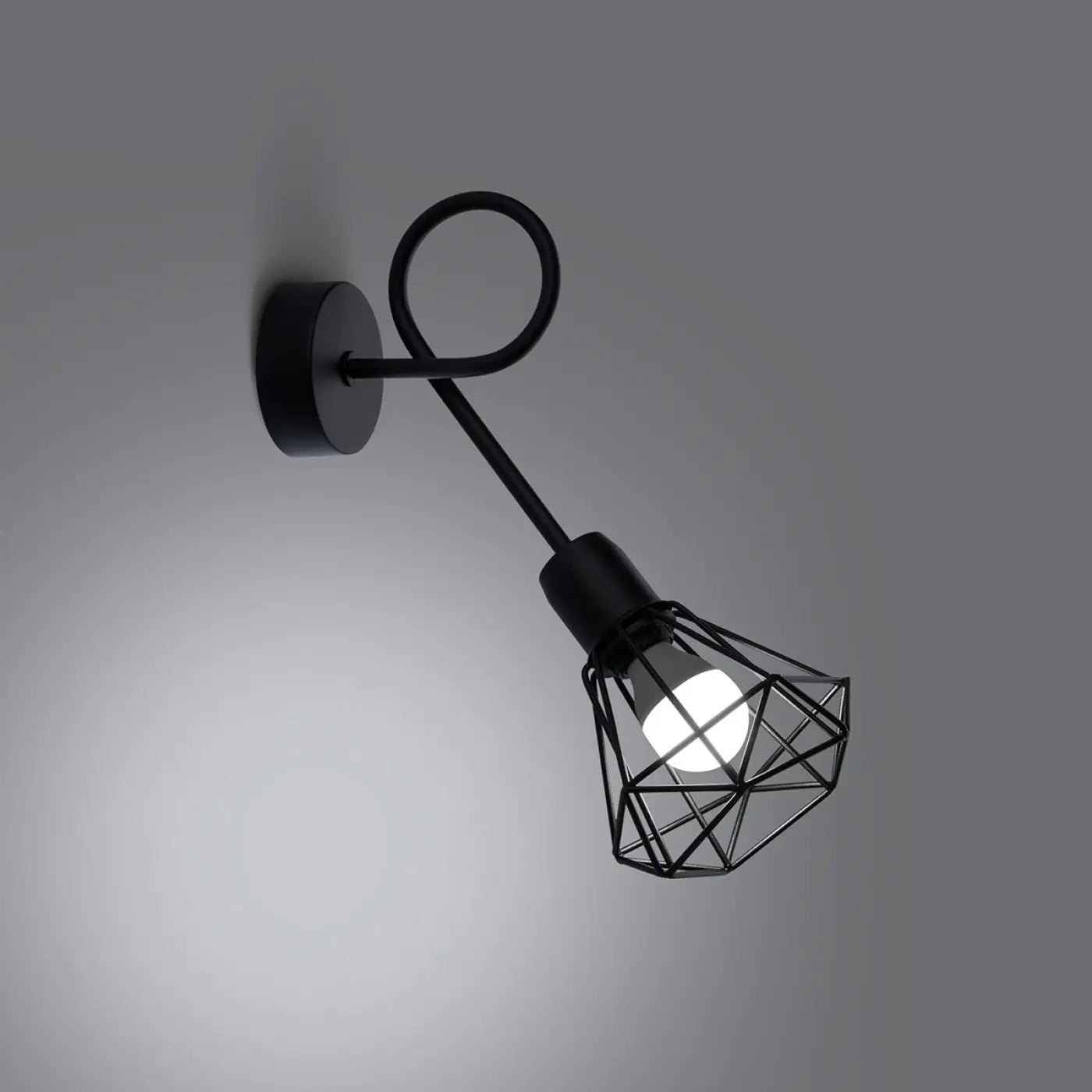 Applique murale LED noire cage géométrique style industriel — vue 1