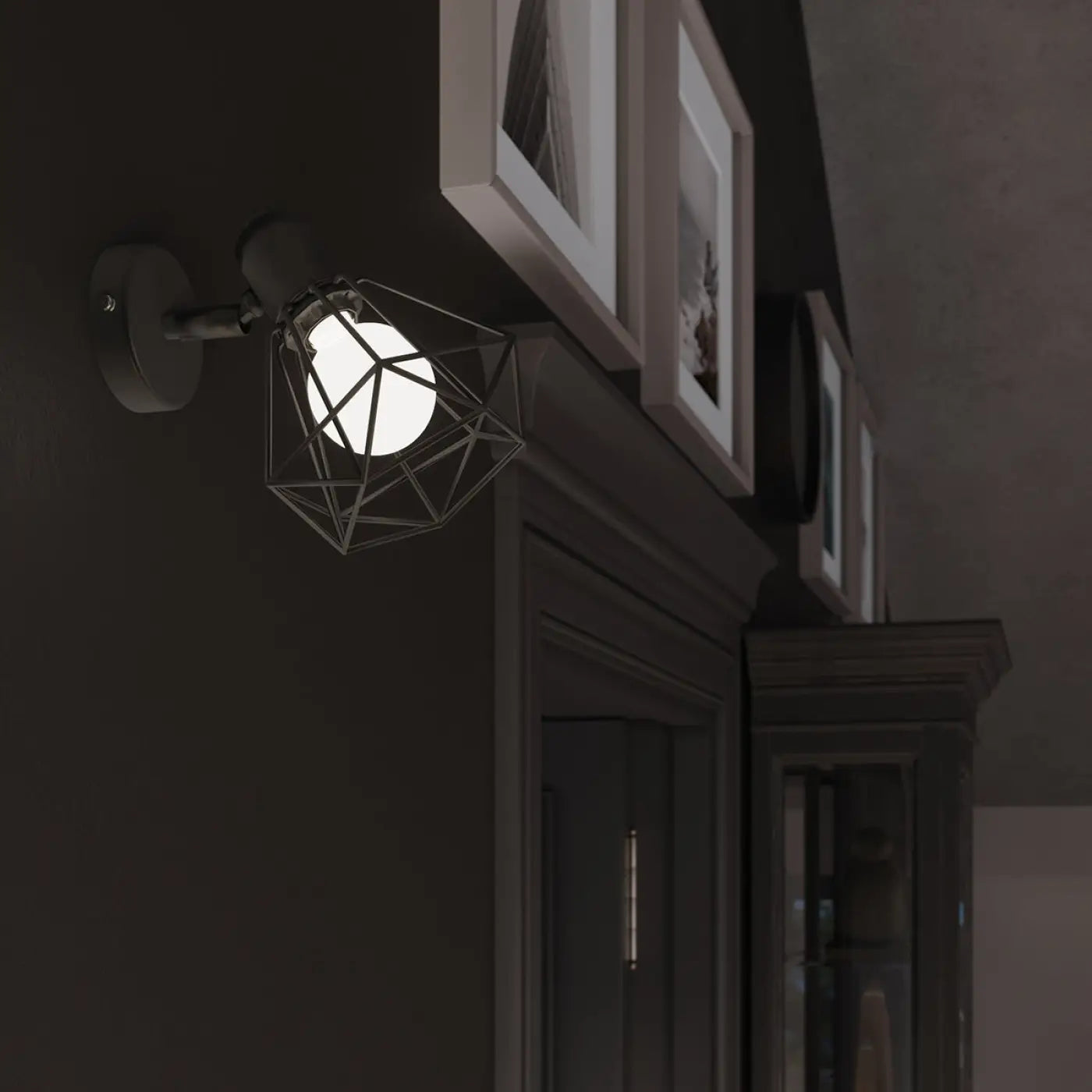 Applique murale LED noire cage géométrique style industriel — vue 5