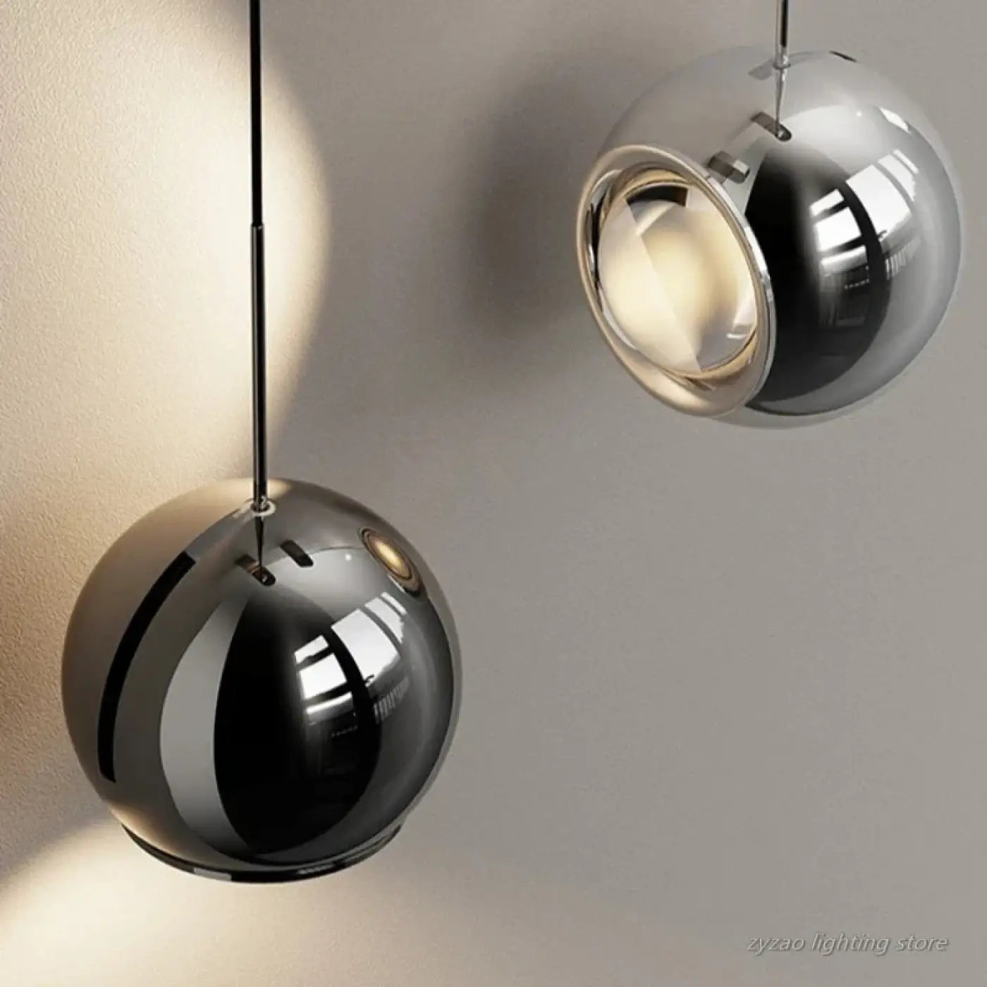 Applique murale LED noire et argent à sphère suspendue — vue 2