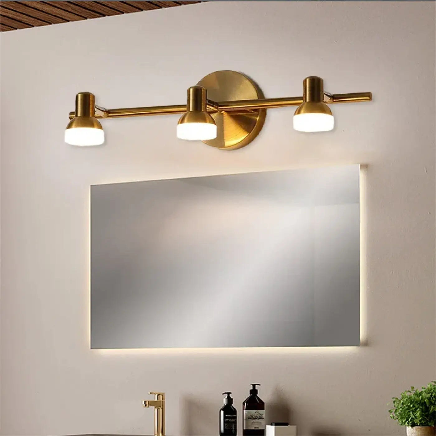 Applique murale LED noire et dorée 3 lumières en acrylique — vue 2