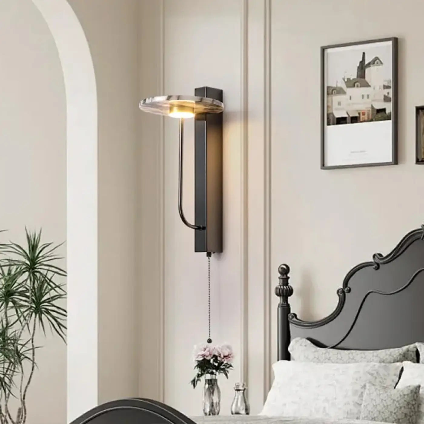 Applique murale LED noire métal et marbre Art Déco — vue 1