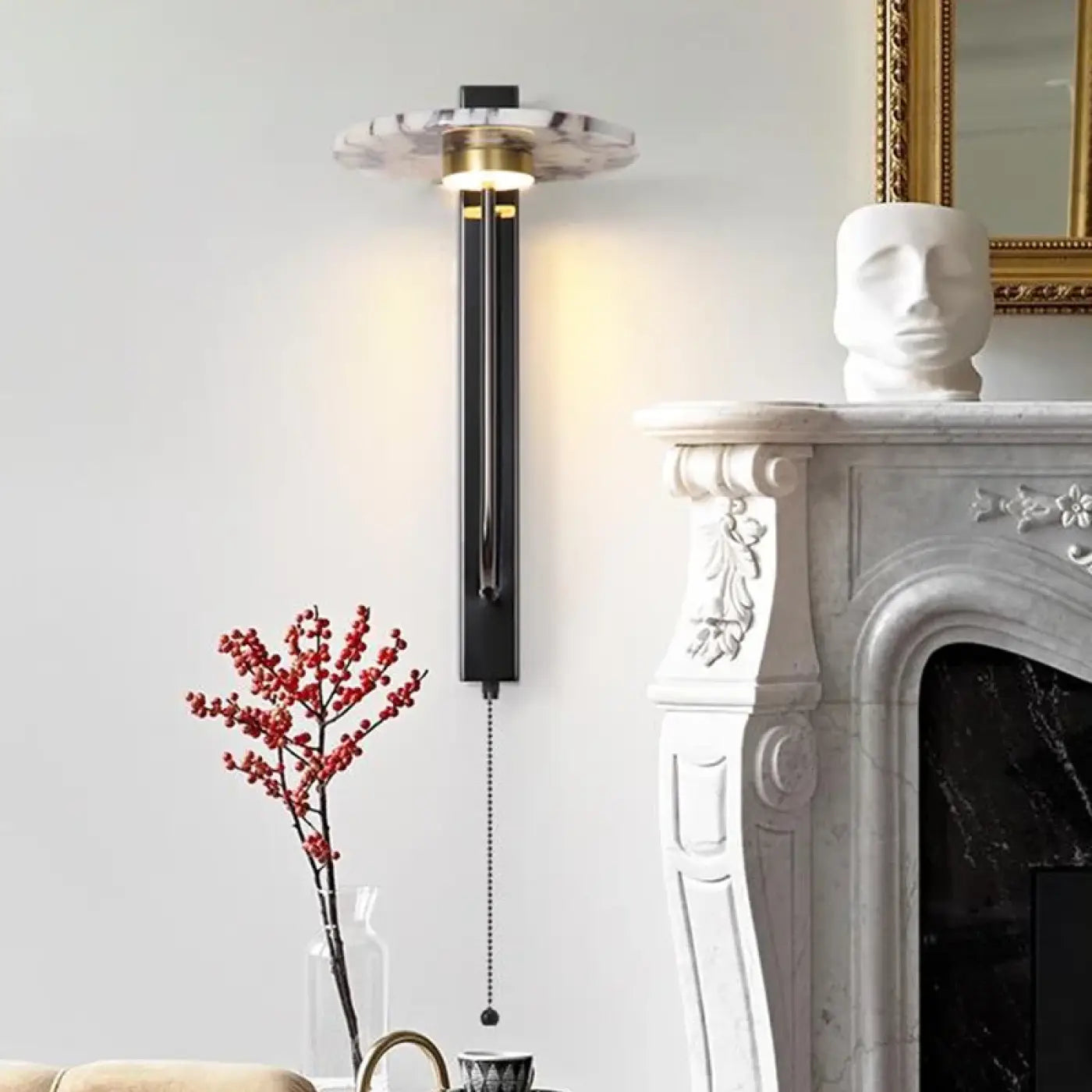 Applique murale LED noire métal et marbre Art Déco — vue 2