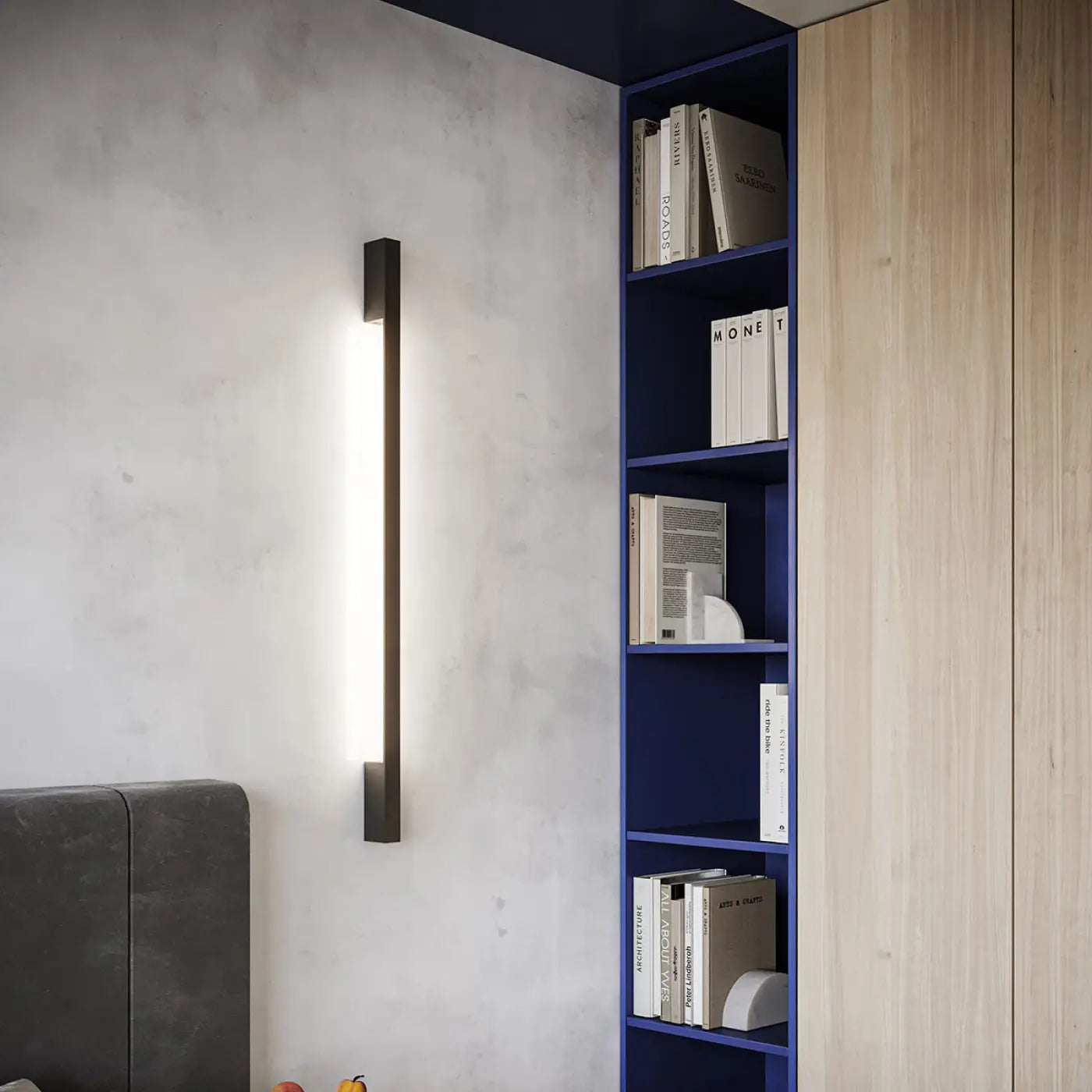 Applique murale LED noire verticale en aluminium — vue 2