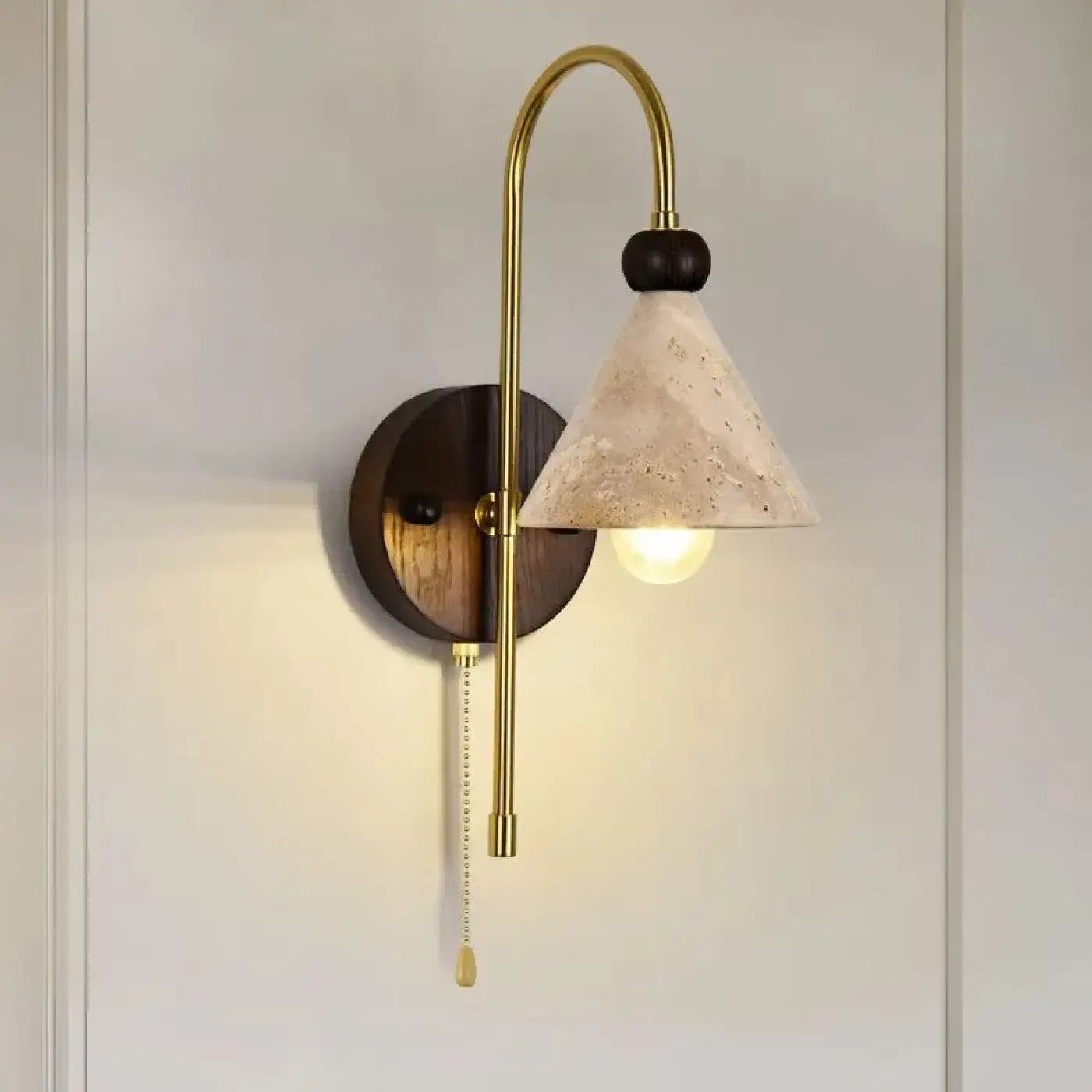 Applique murale LED pierre bois et doré scandinave — vue 1
