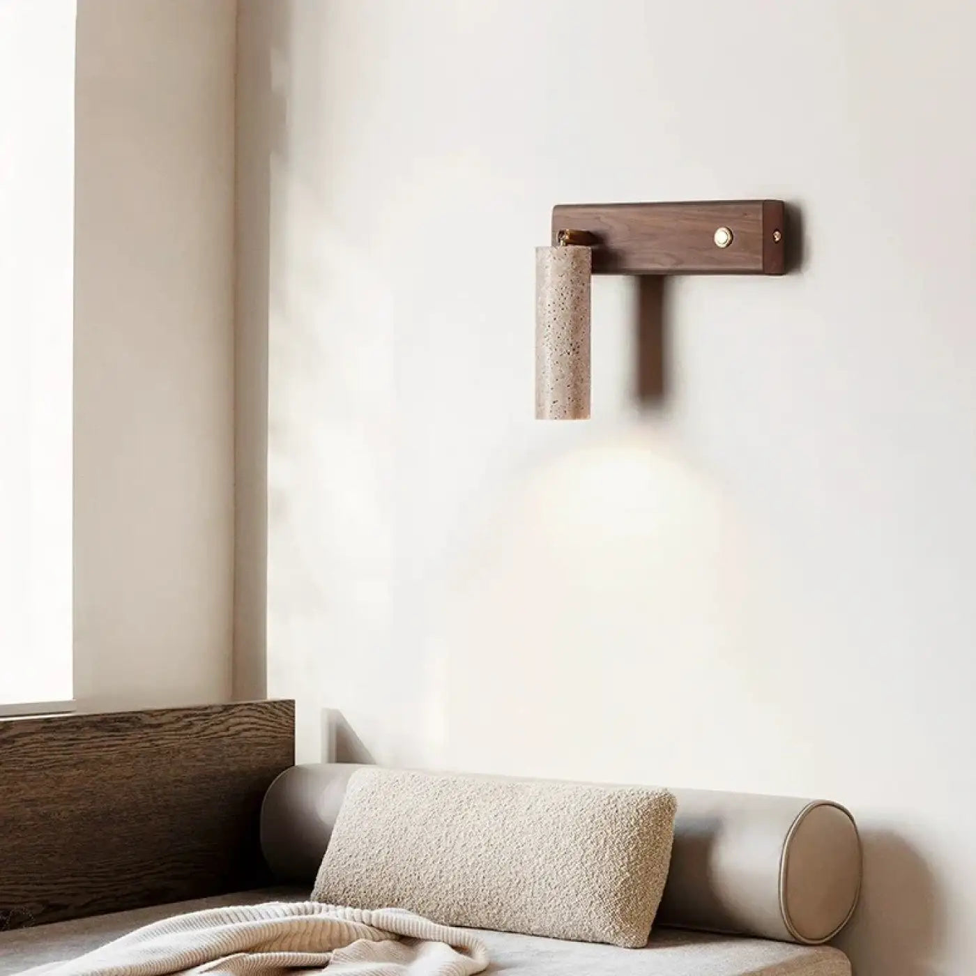 Applique murale LED pierre et bois beige compacte 3 W — vue 2