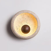 Applique murale LED ronde en bois et pierre beige design — vue 8