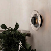 Applique murale LED ronde en verre texturé noir mat — vue 1