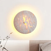Applique murale LED ronde minérale en pierre beige et métal — vue 6
