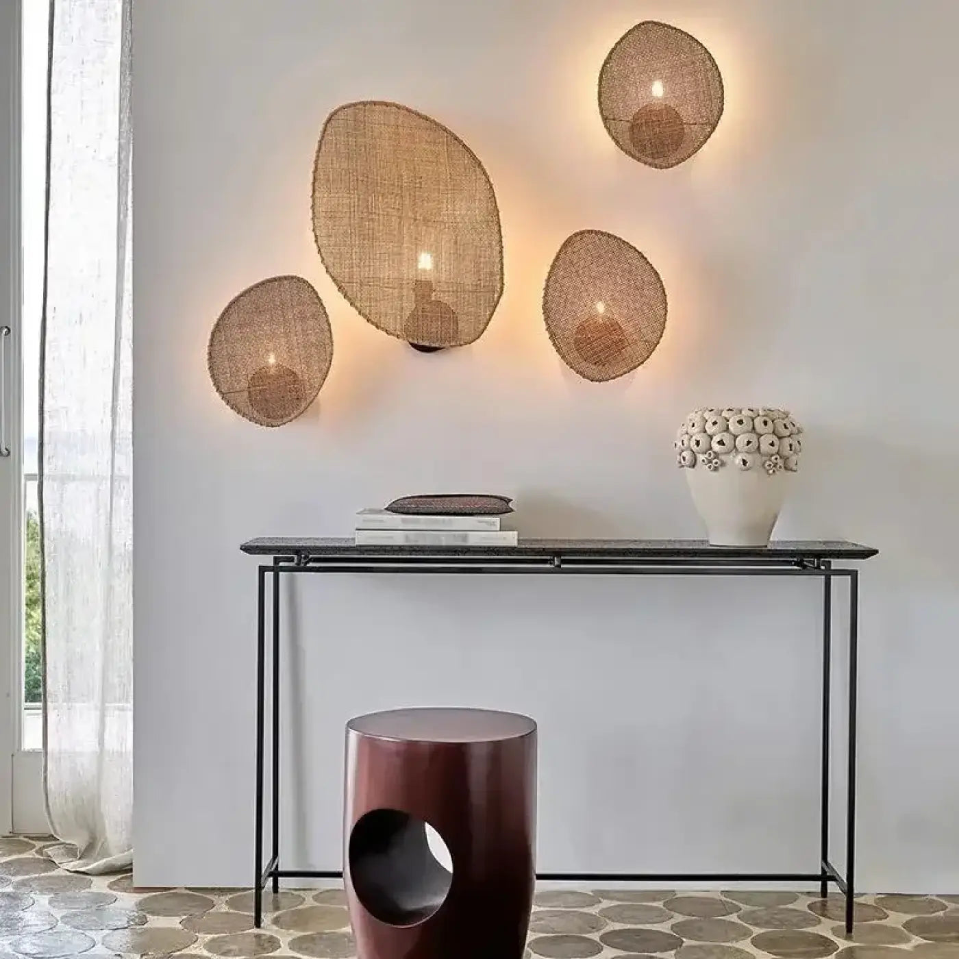 Applique murale LED rotin naturel en forme de feuille — vue 5