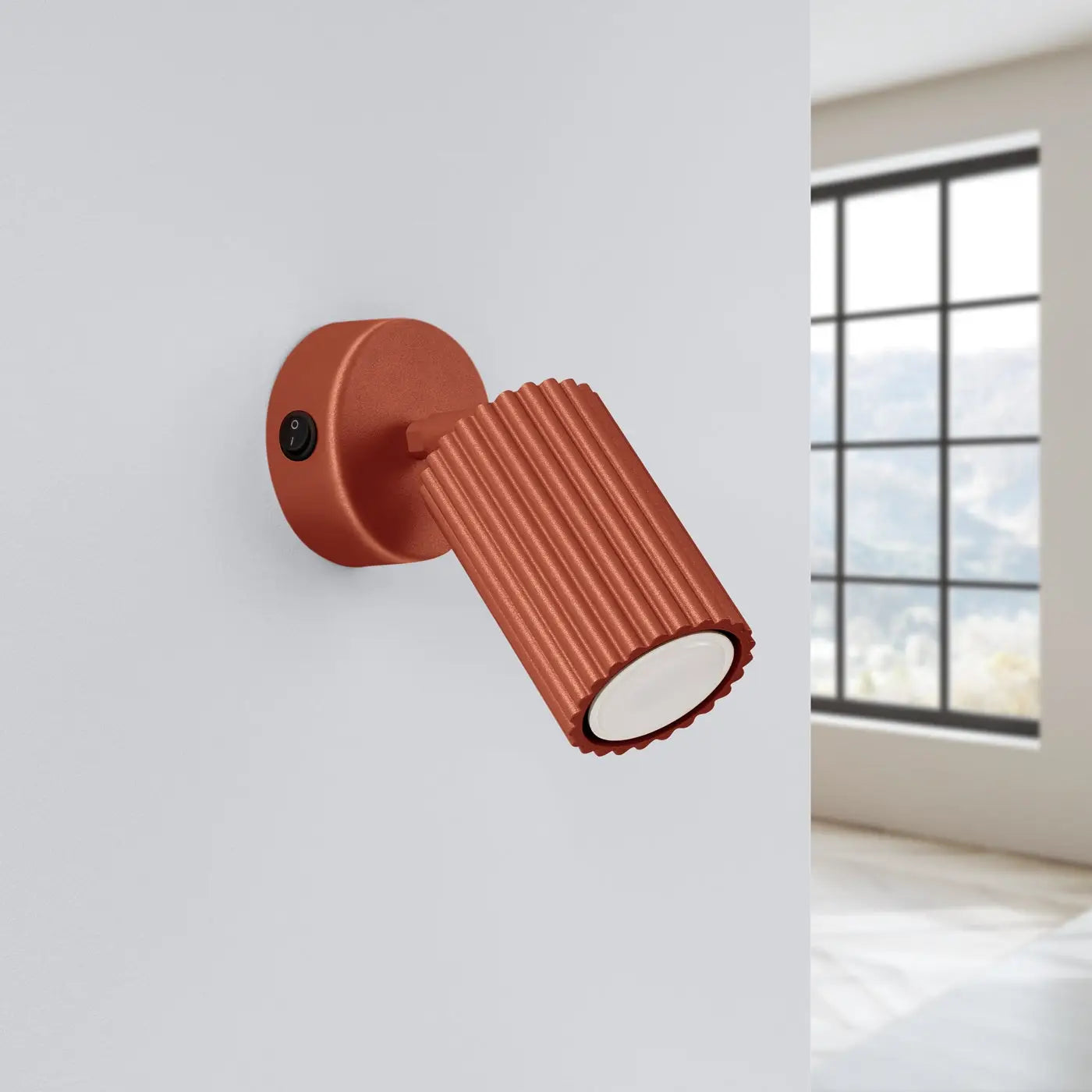 Applique murale LED rouge ocre cylindrique avec interrupteur — vue 2