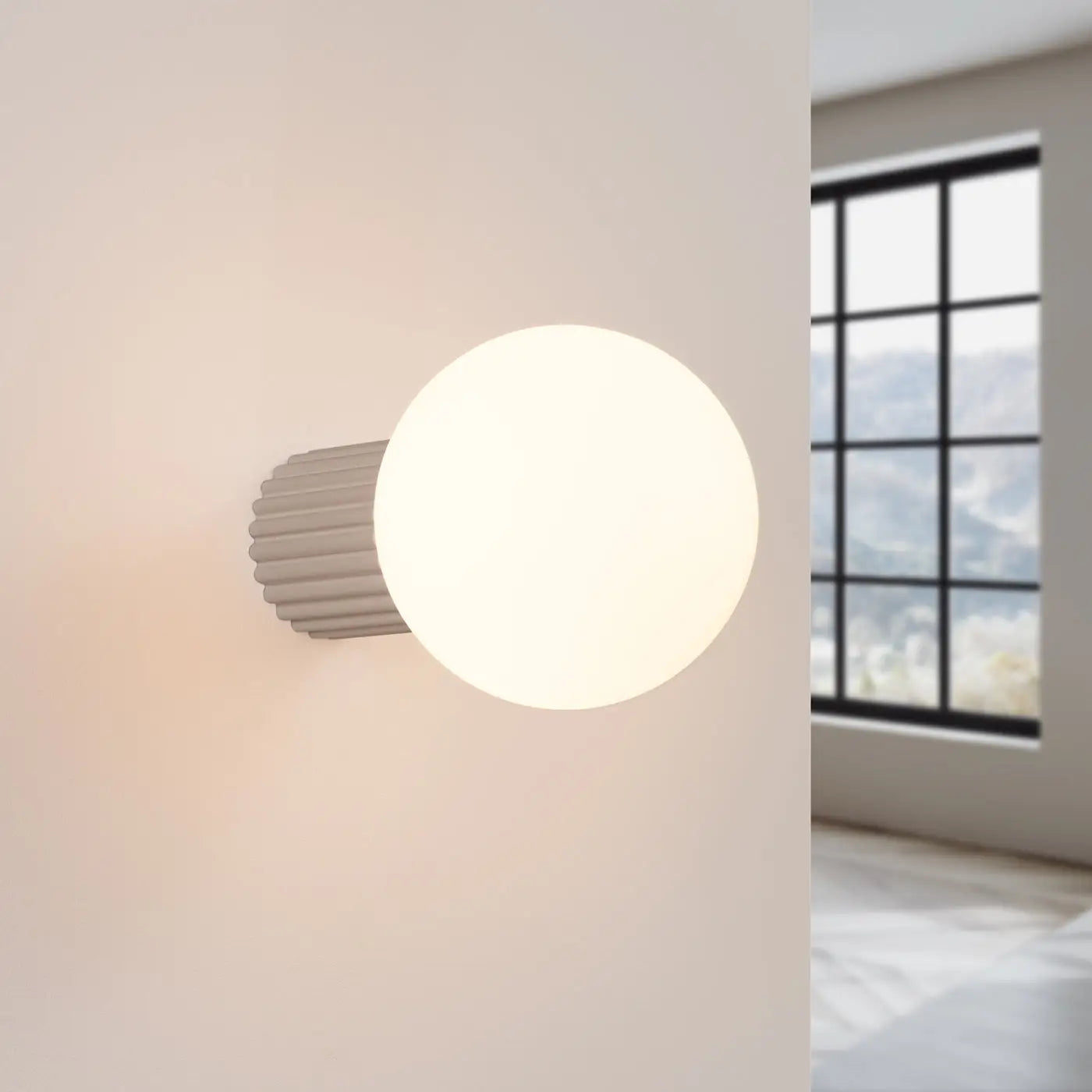 Applique murale LED taupe globe opalin acrylique — vue 1