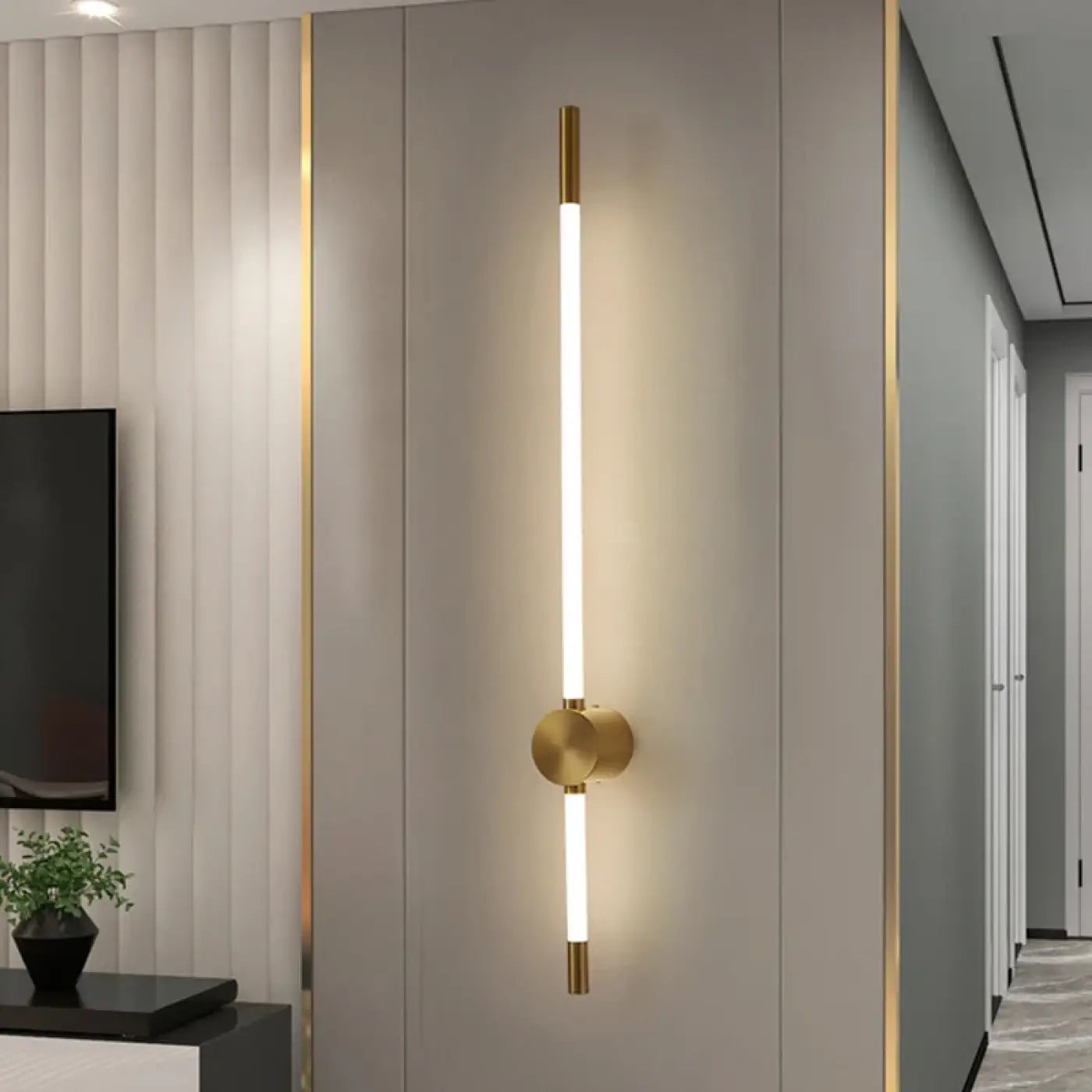 Applique murale LED tube long doré ou noir dimmable — vue 8