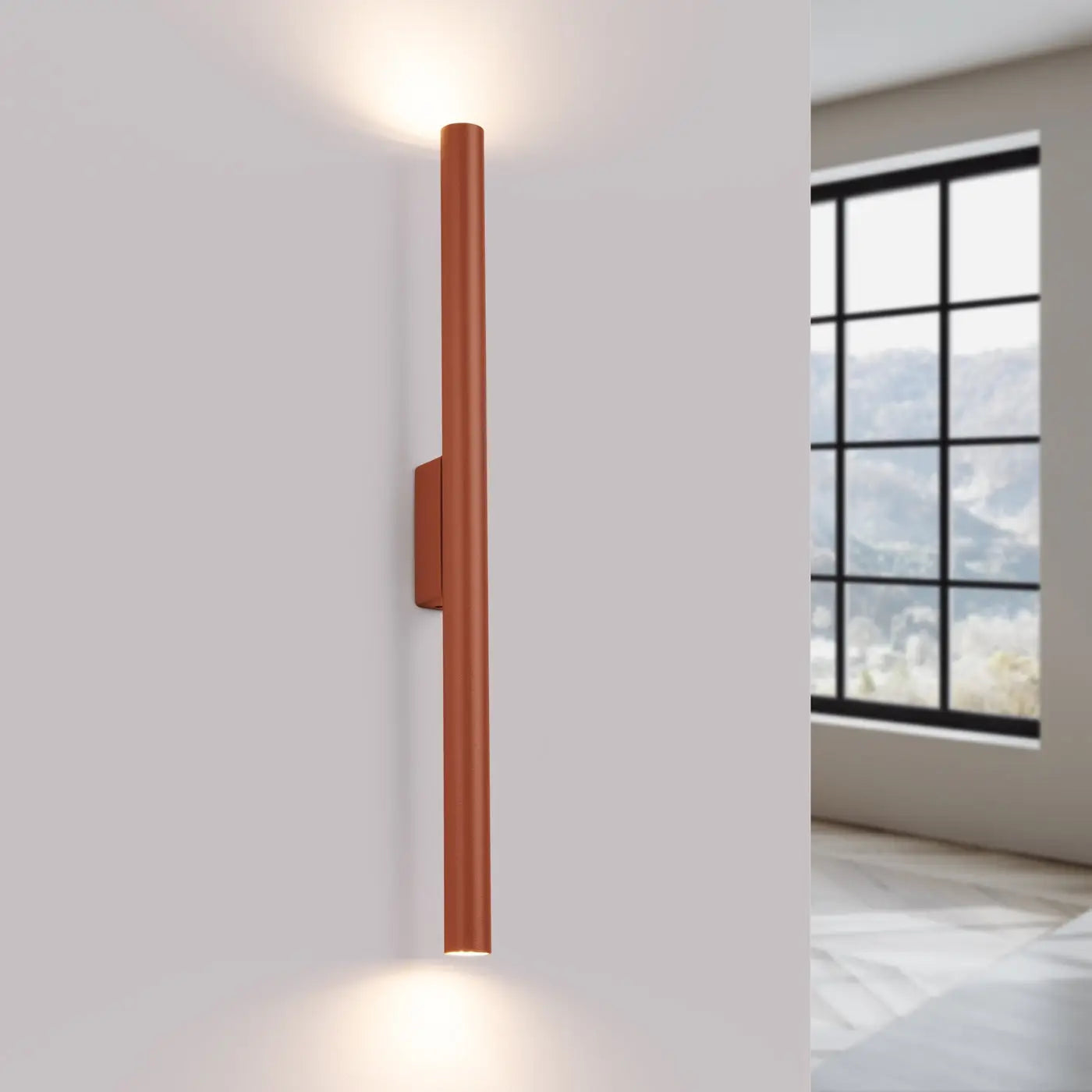 Applique murale LED tubulaire aluminium rouge ocre — vue 1