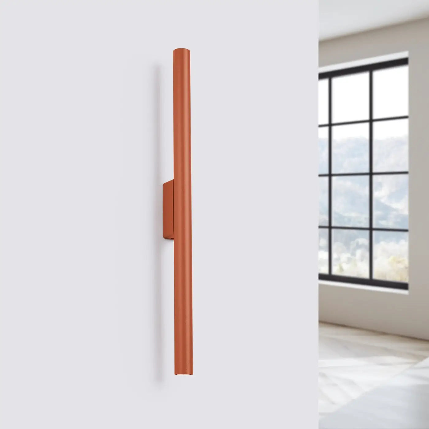 Applique murale LED tubulaire aluminium rouge ocre — vue 2