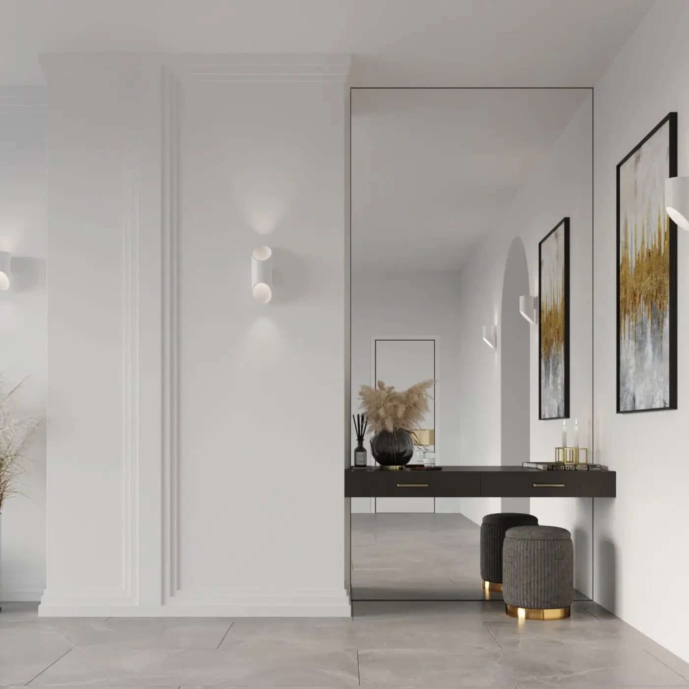 Applique murale LED tubulaire blanche aluminium — vue 4