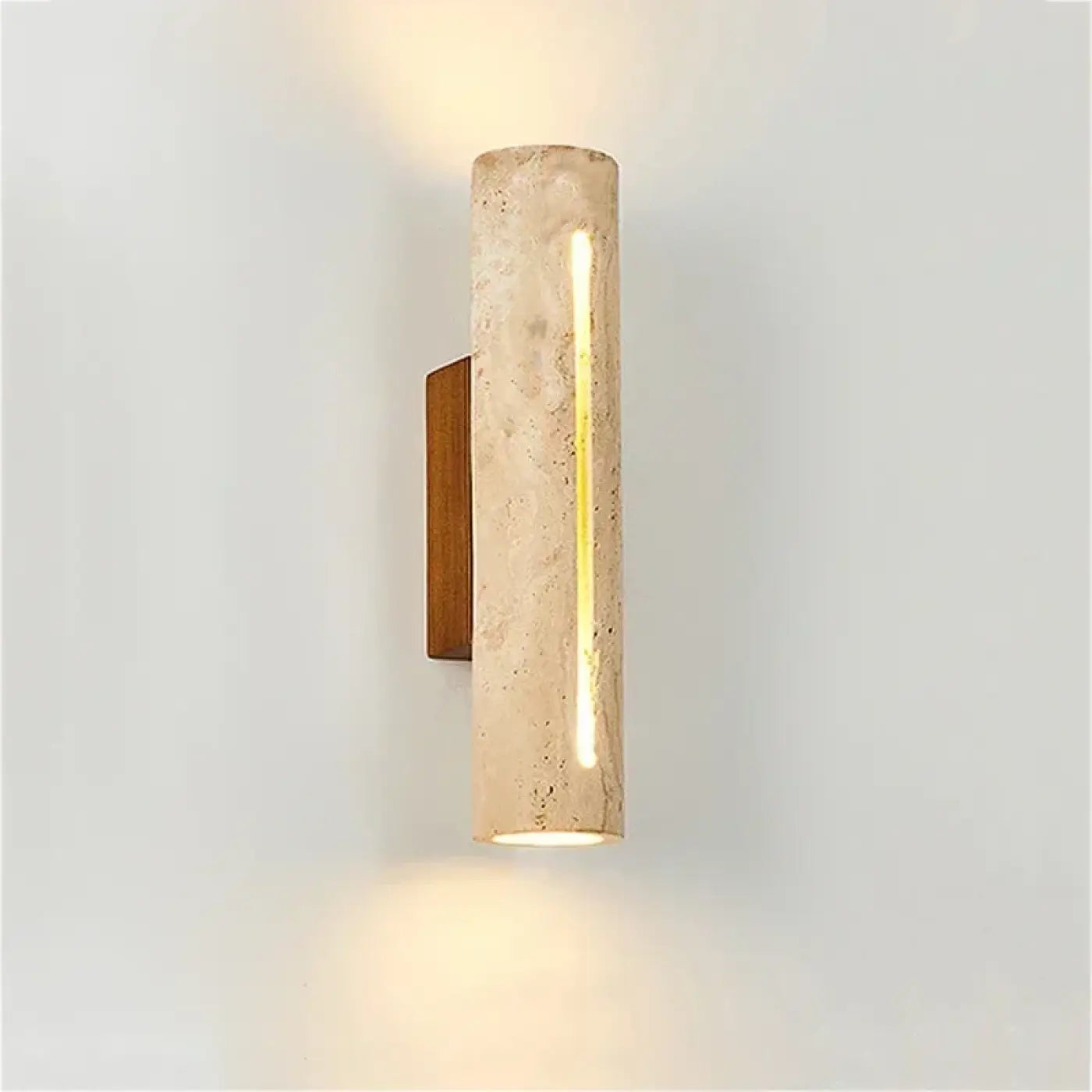 Applique murale LED verticale en pierre et bois beige — vue 2