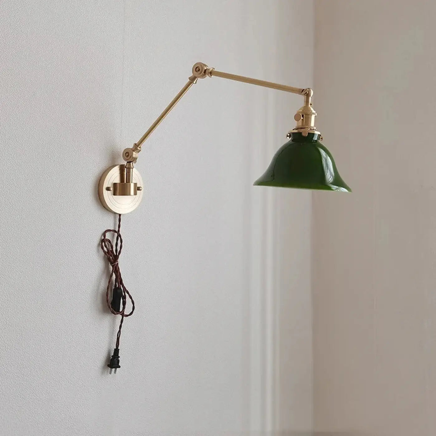 Applique murale LED vintage verte et dorée culot E27 — vue 2