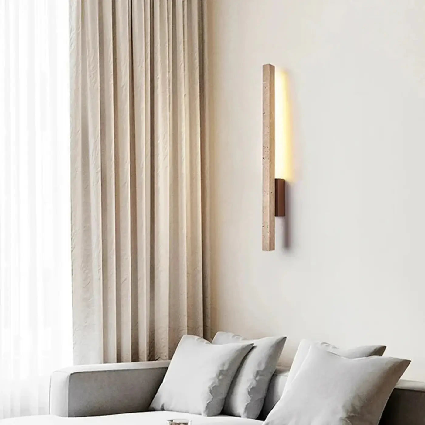 Applique murale linéaire en pierre et acrylique beige — vue 1