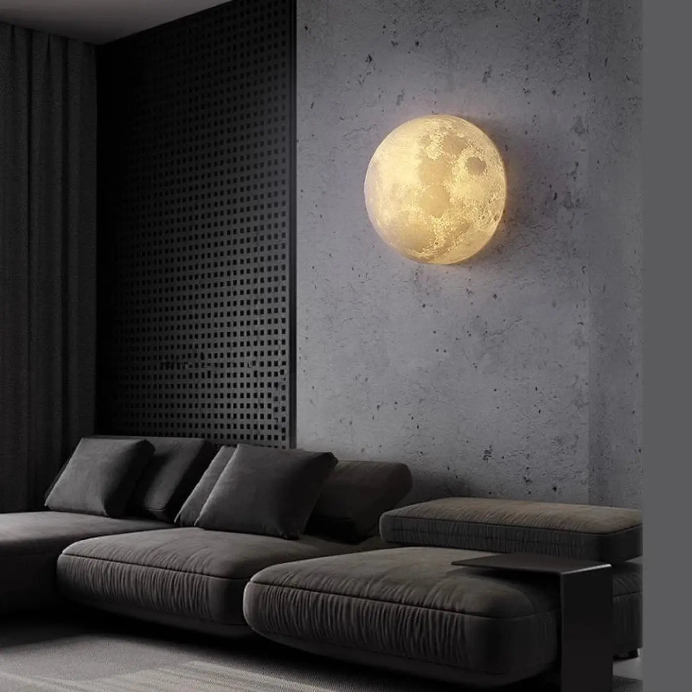 Applique murale lune LED beige en demi-cercle design — vue 1