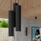 Applique murale noire cannelée LED minimaliste — vue 9