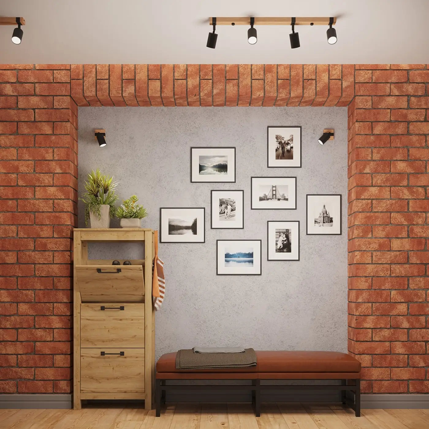 Applique murale noire en bois et acier LED scandinave — vue 10